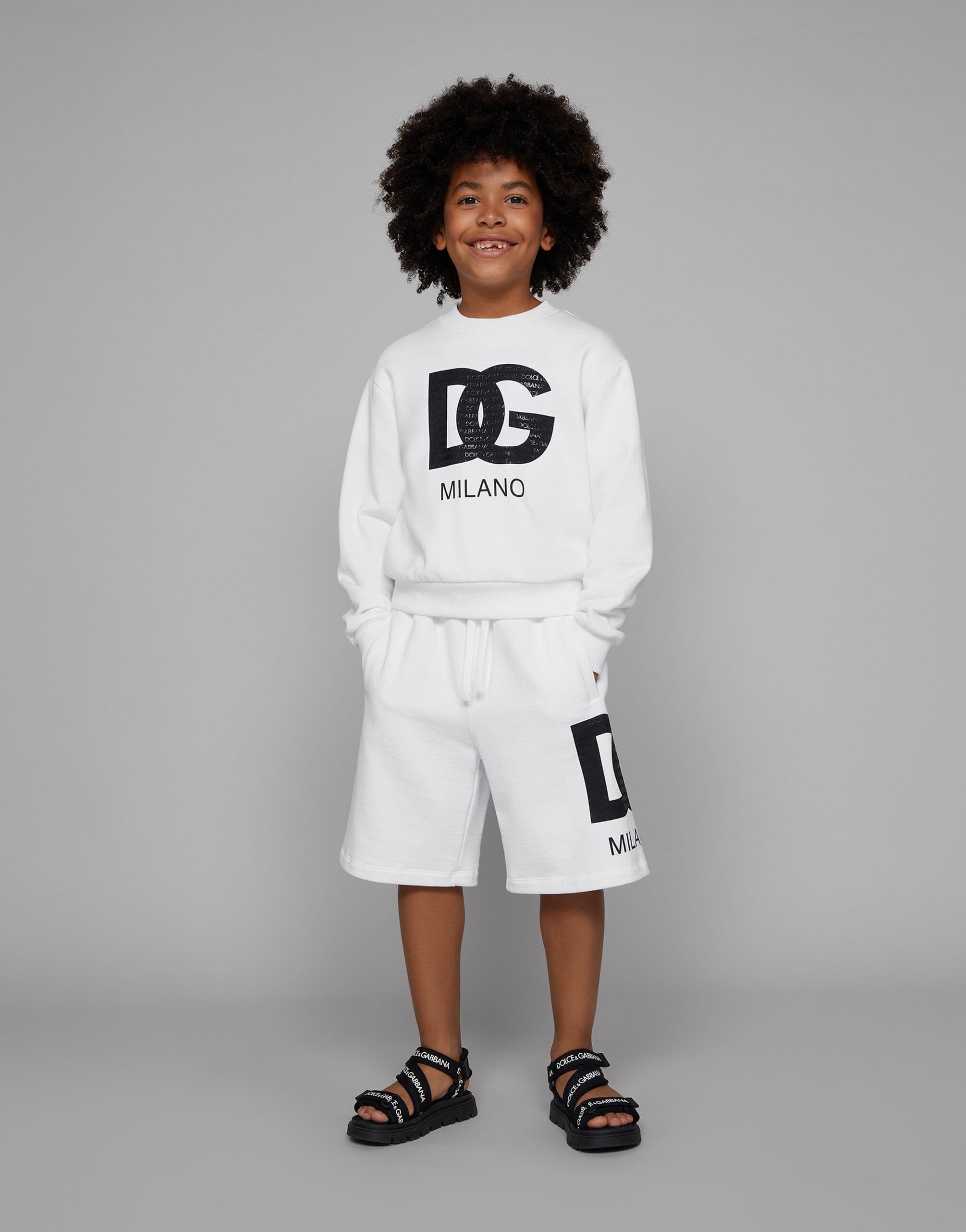 Dolce & Gabbana Kids Dziecięce szorty dresowe z nadrukiem logo DG - 5
