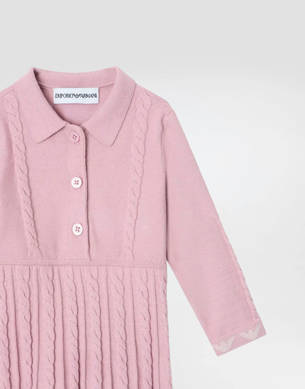 Emporio Armani Dziewczęca sukienka z warkoczowym splotem z kołnierzem - 3