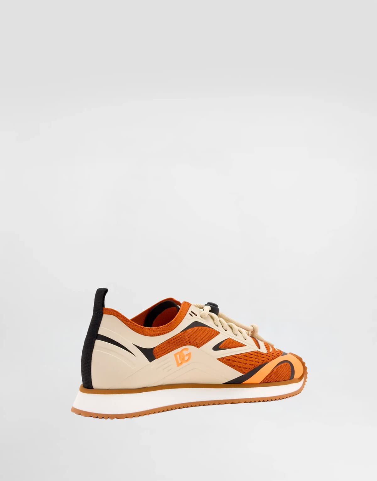 Dolce & Gabbana Kids dziecięce sneakersy low-top z pomarańczowej siatki dzianinowej z logo DG - 5