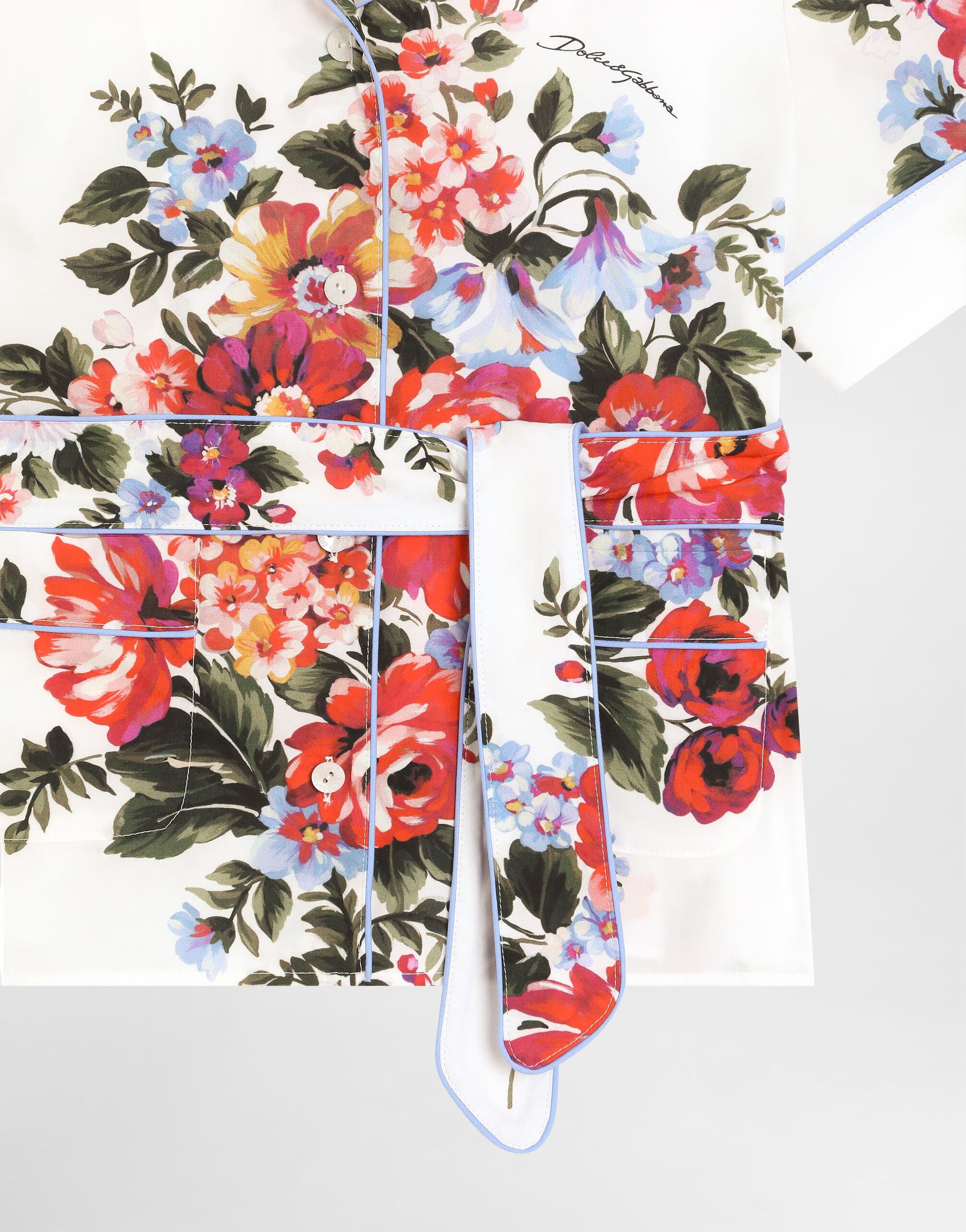Dolce & Gabbana Kids dziecięca koszula vanity z popliny z nadrukiem bukietu kwiatów - 4