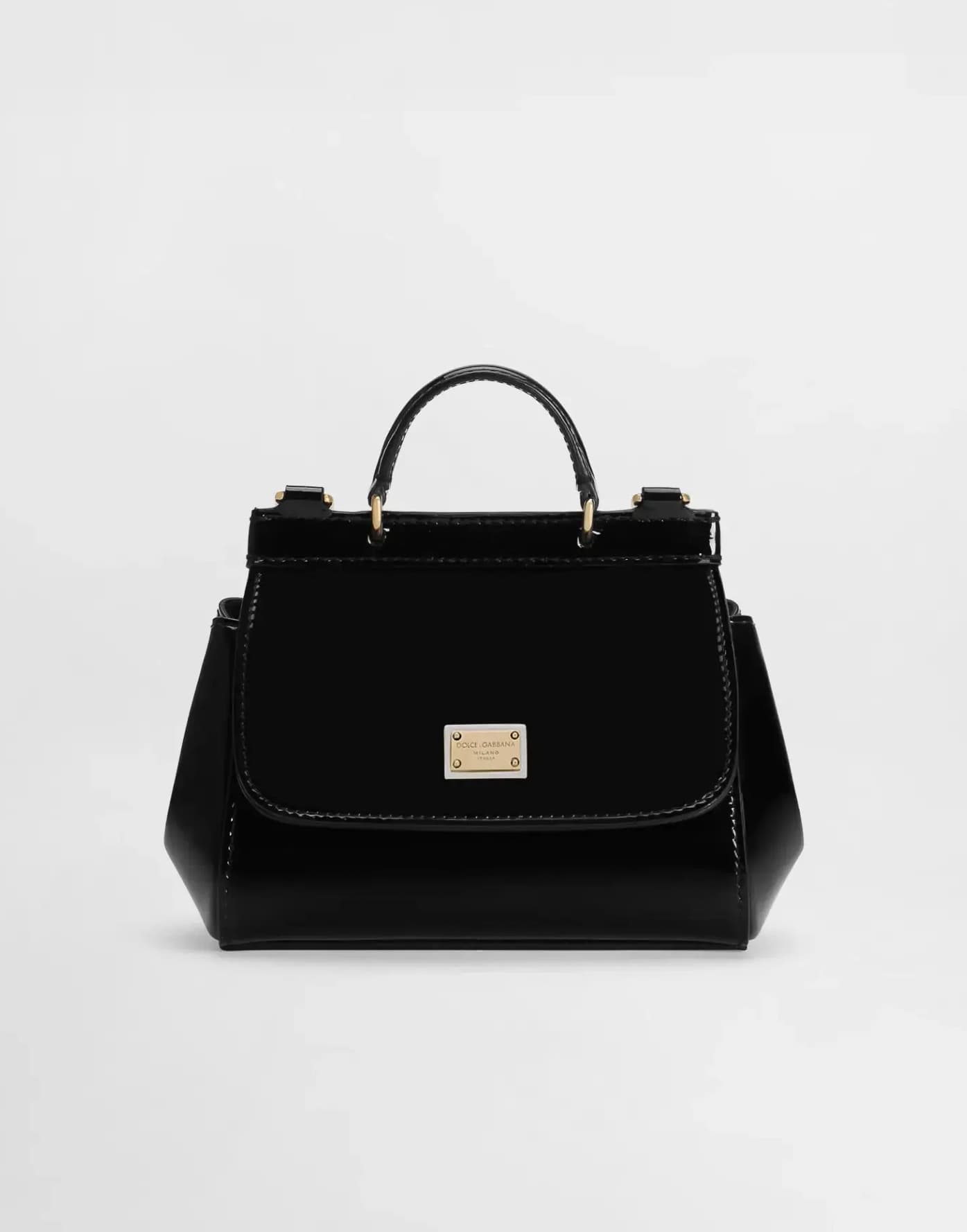 Dolce & Gabbana Kids dziecięca minitorebka Sicily z lakierowanej skóry w kolorze czarnym - 1