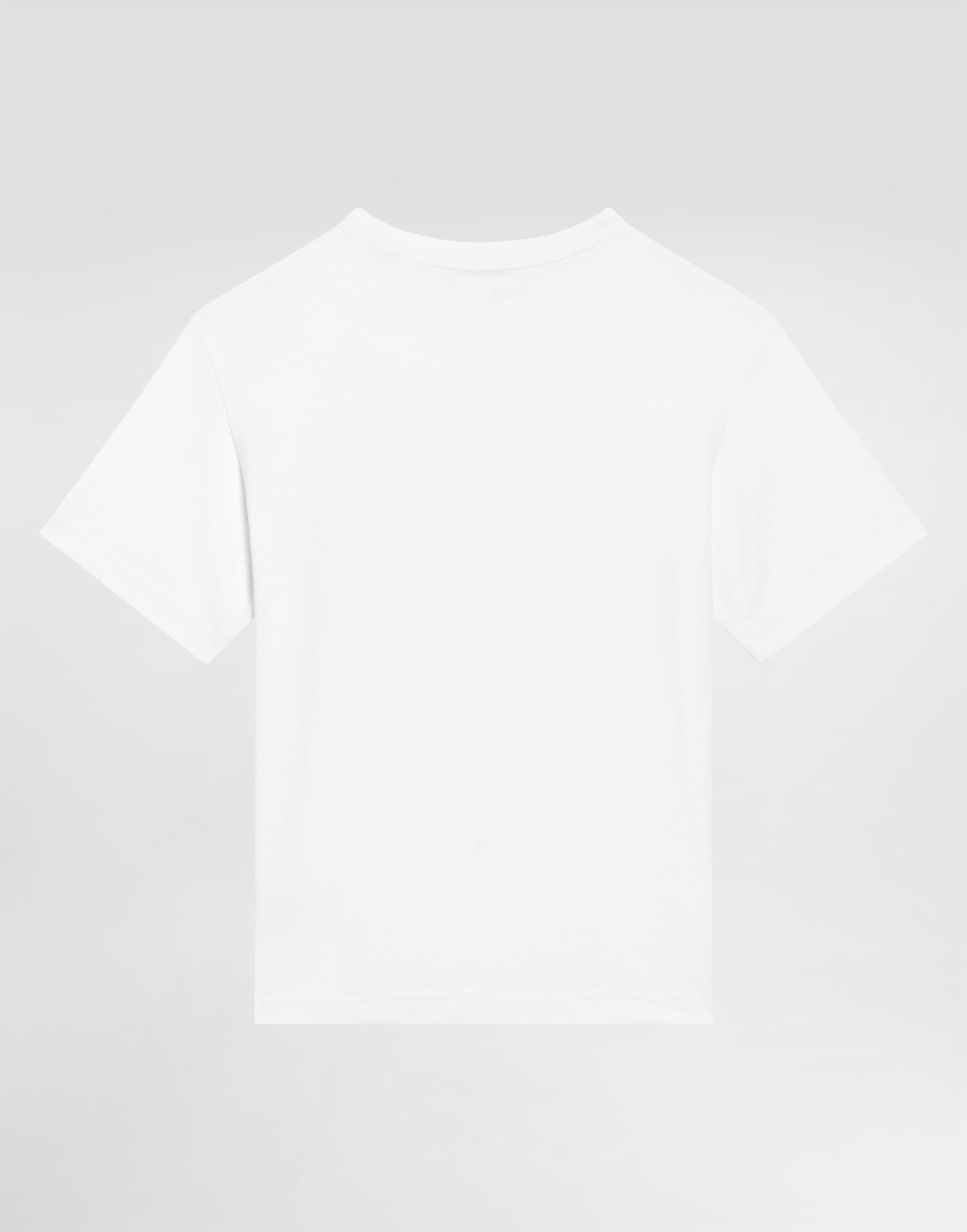 Dolce & Gabbana Kids Dziecięcy T-shirt jersey z woskowanym nadrukiem logo DG Milano - 3