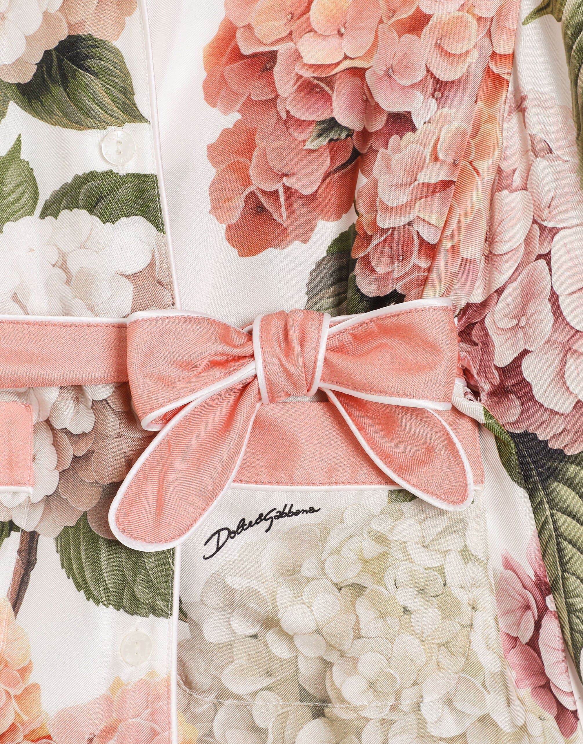 Dolce & Gabbana Kids dziecięca koszula z jedwabnego twilu z nadrukiem hortensji - 5