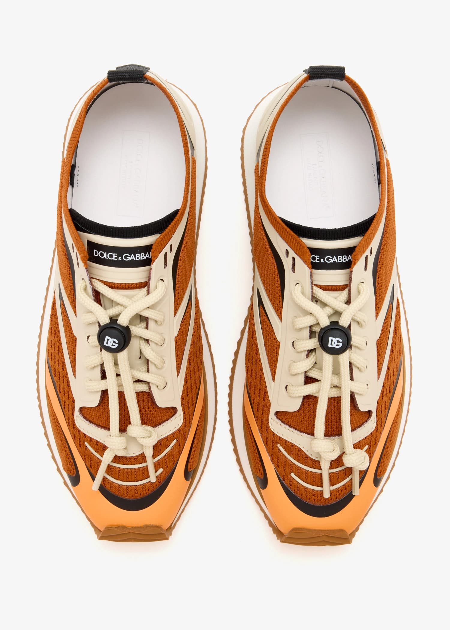 Dolce & Gabbana Kids dziecięce sneakersy low-top z pomarańczowej siatki dzianinowej z logo DG - 2