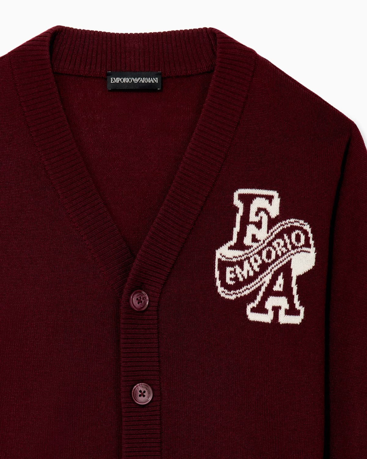 Emporio Armani Dziecięcy kardigan w stylu varsity z dekoltem w serek - 4
