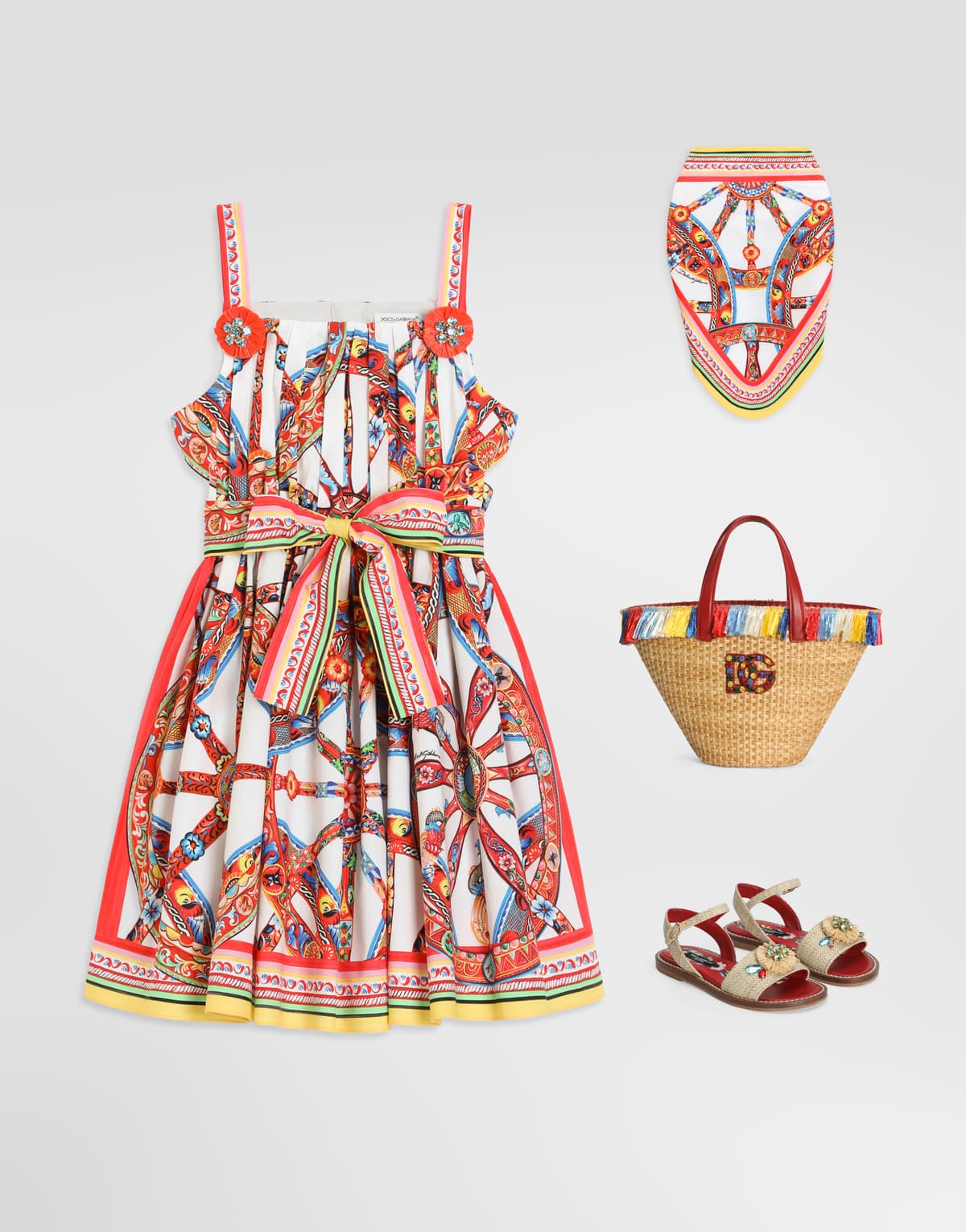 Dolce & Gabbana Kids Dziewczęca sukienka z popeliny z nadrukiem Carretto - 2