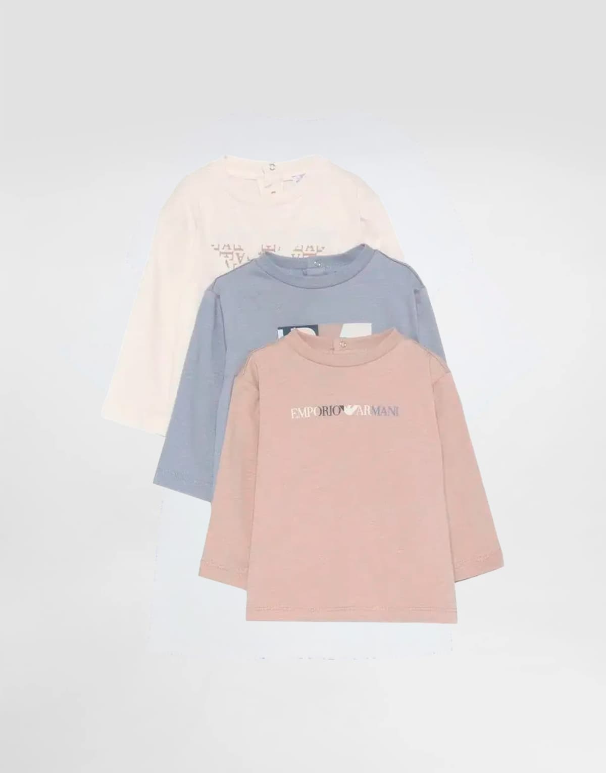 Emporio Armani Dziecięcy trzypak T-shirtów z długim rękawem z logo