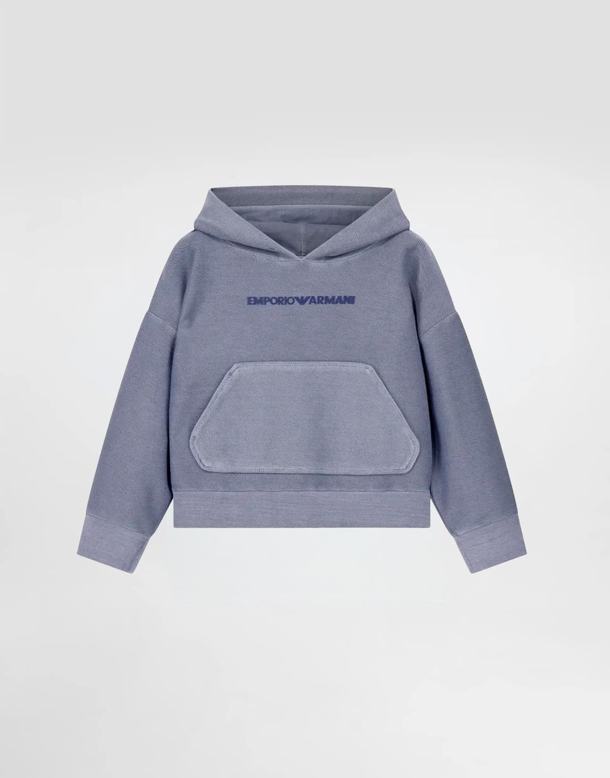 Emporio Armani Dziecięca bluza z kapturem z bawełny z teksturą ukośnego jerseyu
