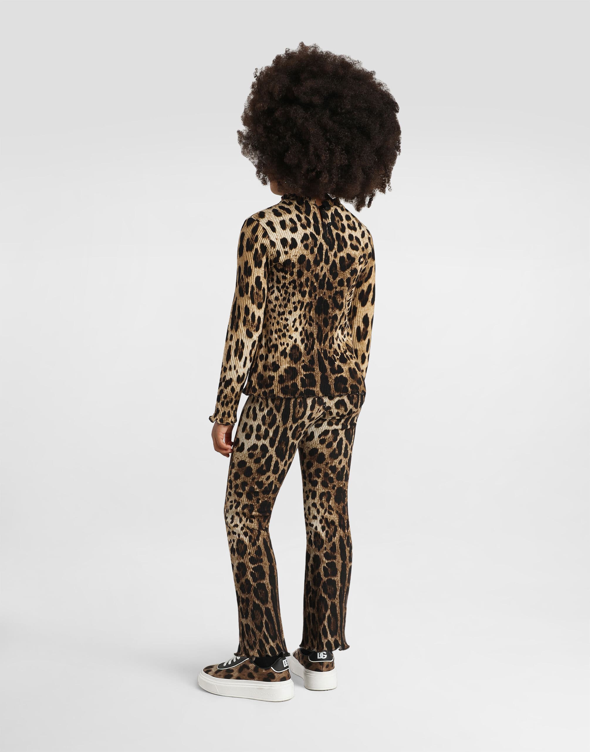 Dolce & Gabbana Kids dziecięcy prążkowany golf z nadrukiem leoparda - 4