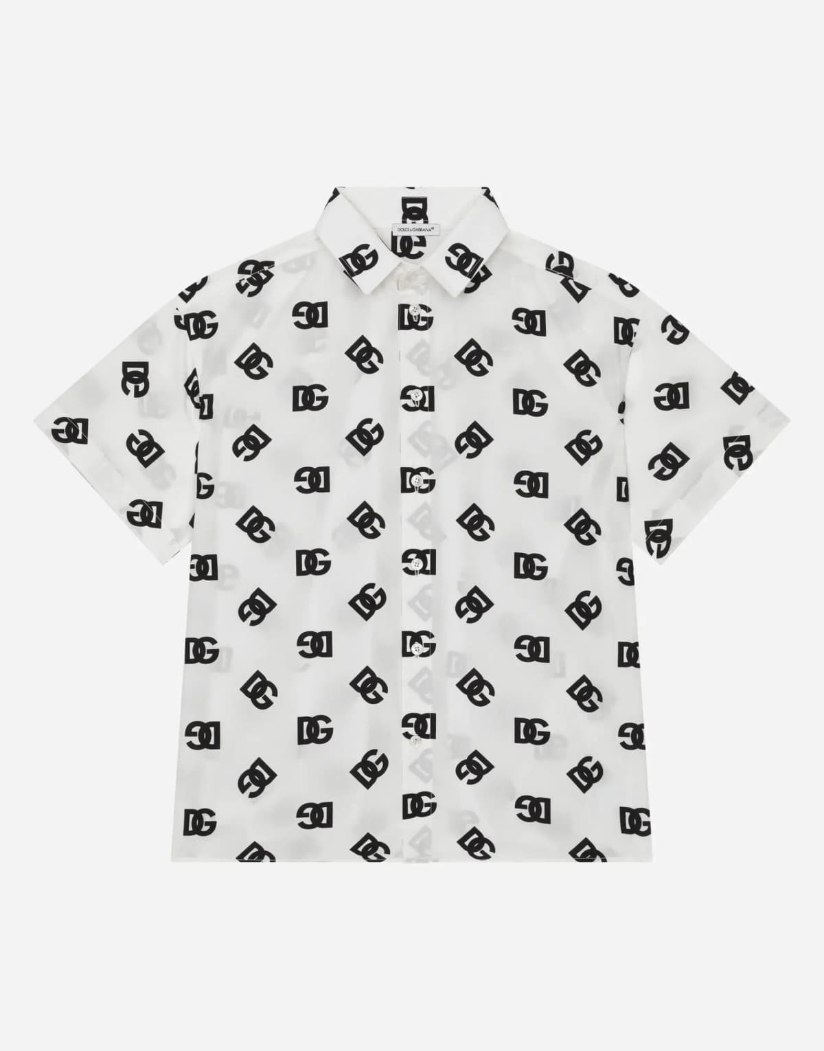 Dolce & Gabbana Kids dziecięca koszula z bawełnianej popliny z nadrukiem logo DG