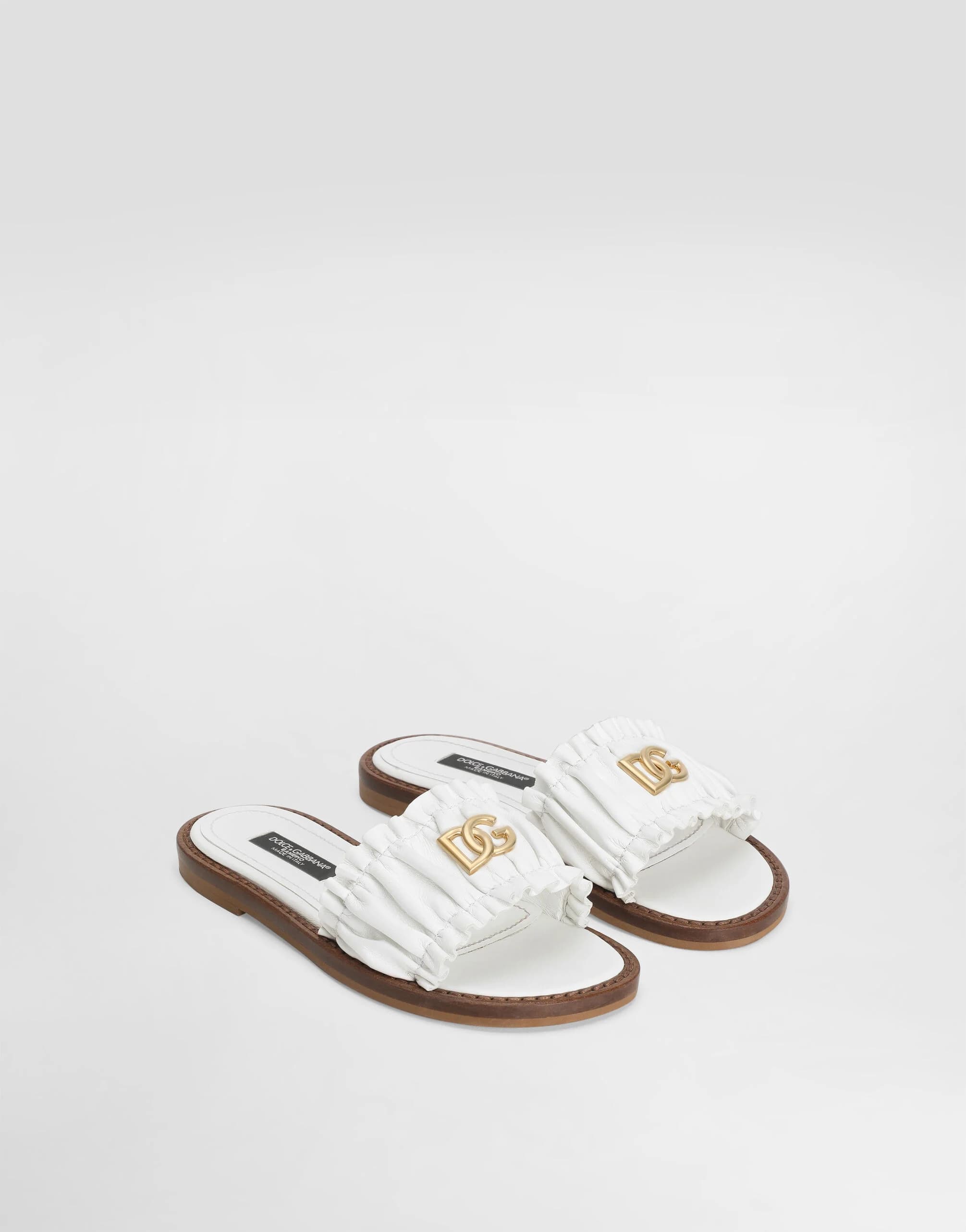 Dolce & Gabbana Kids Klapki ze skóry nappa - 5