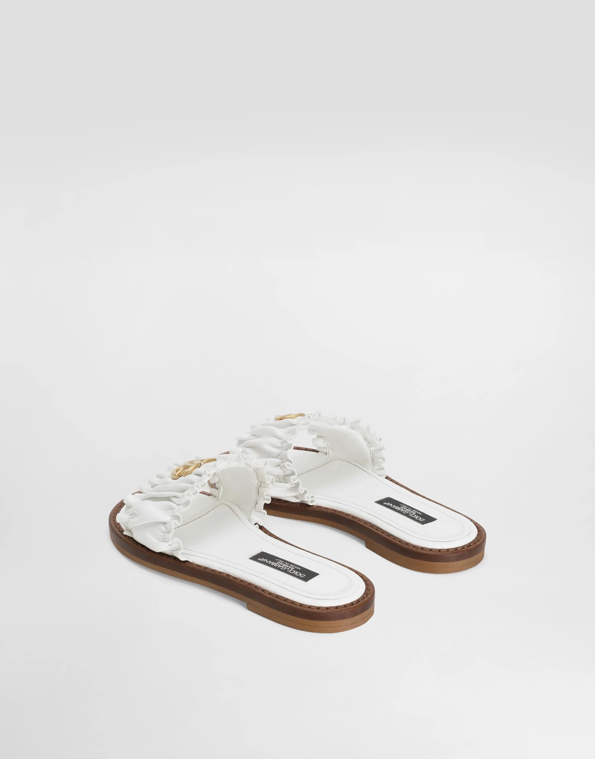 Dolce & Gabbana Kids Klapki ze skóry nappa - 4