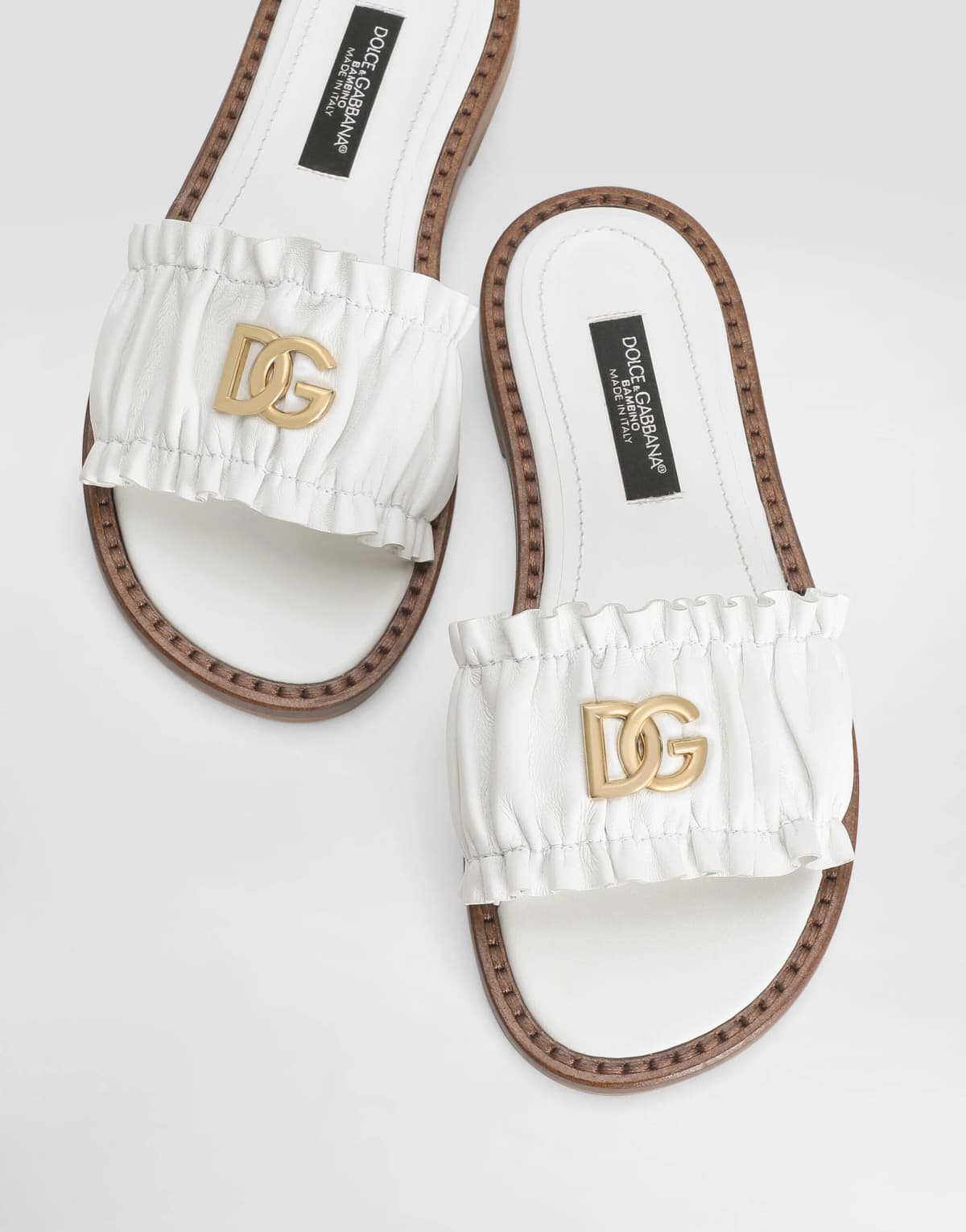 Dolce & Gabbana Kids Klapki ze skóry nappa - 3