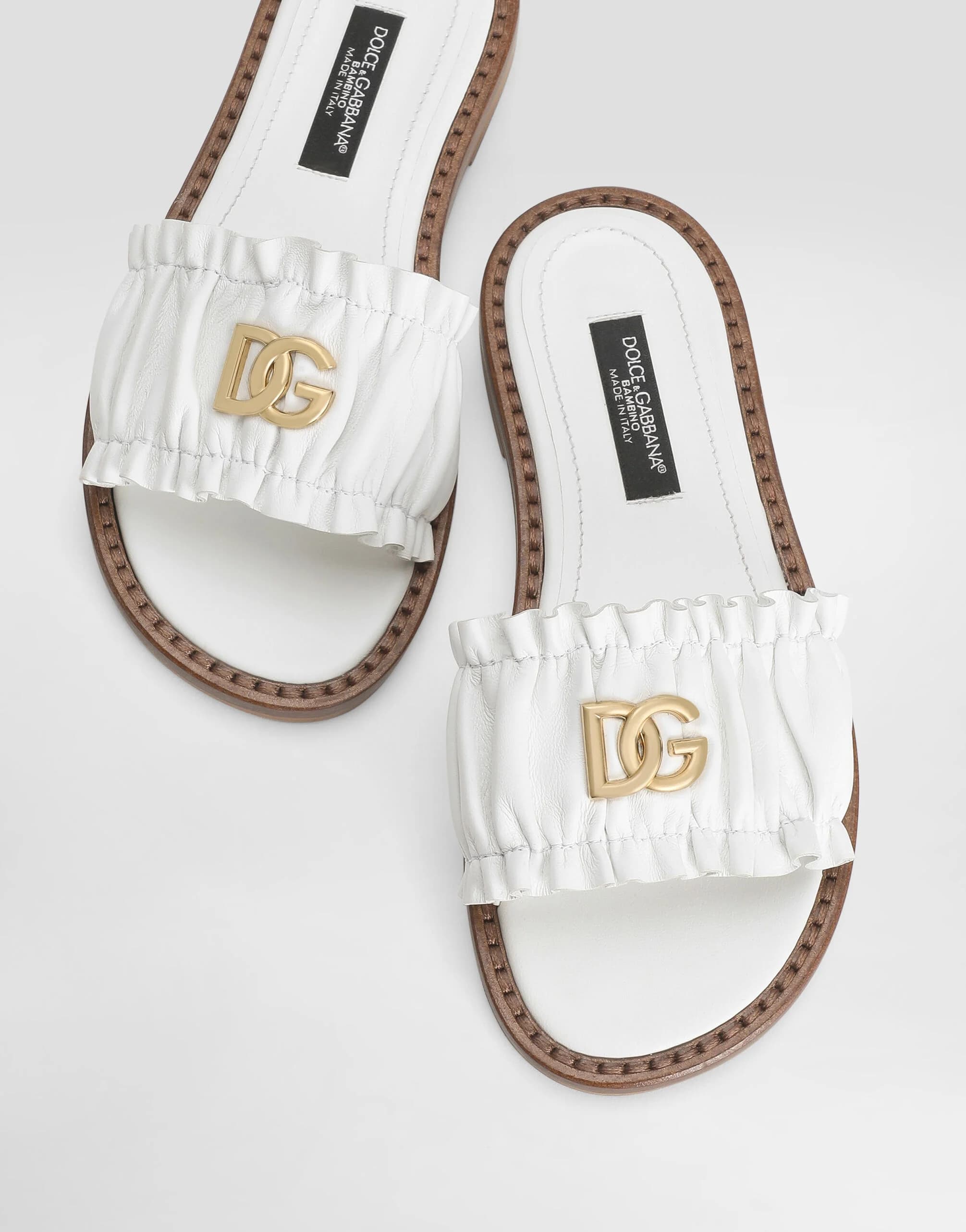 Dolce & Gabbana Kids Klapki ze skóry nappa - 3