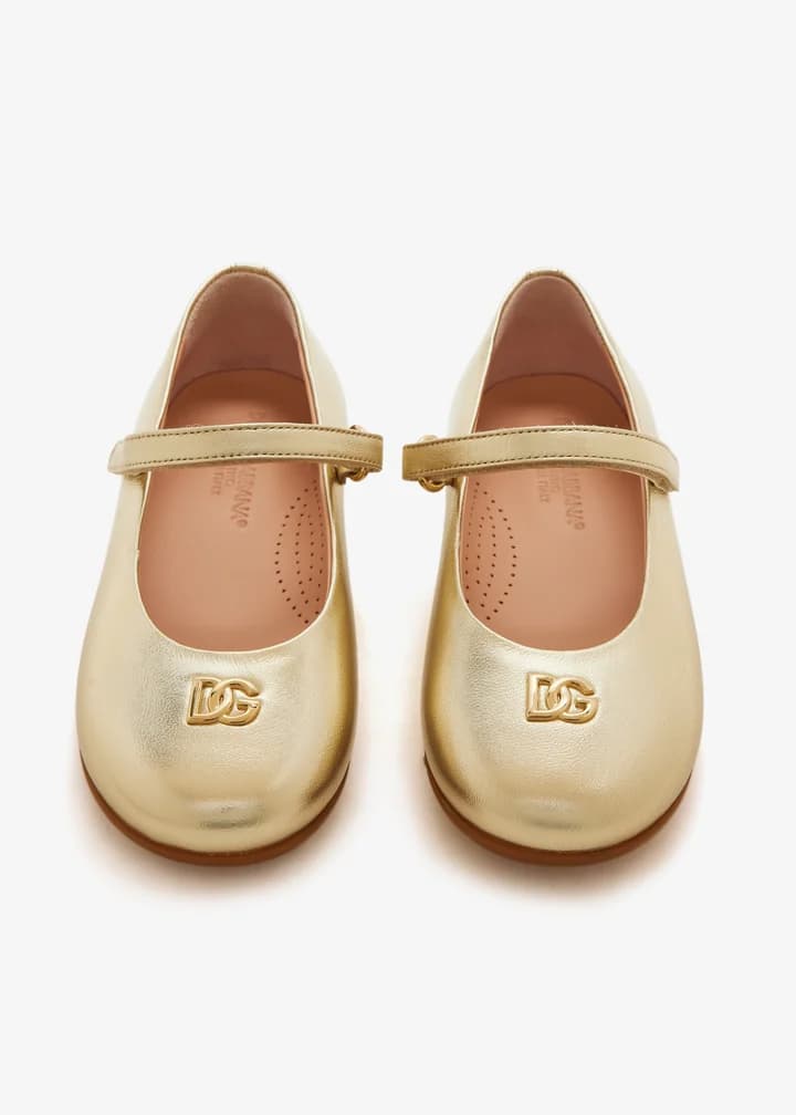Dolce & Gabbana Kids Baleriny z laminowanej skóry nappa - 3