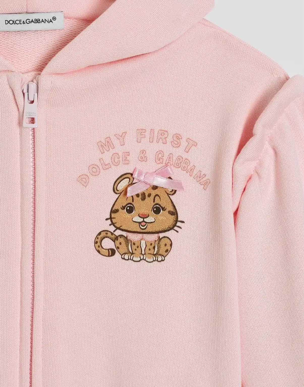 Dolce & Gabbana Kids dziecięca bluza z kapturem z nadrukiem leoparda i kokardką - 3