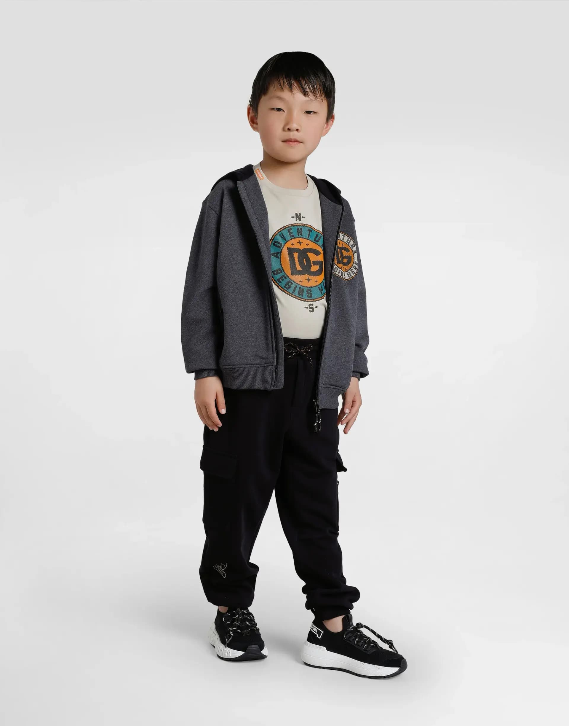 Dolce & Gabbana Kids dziecięce sneakersy z jerseyu i rozłupanej skóry cielęcej - 4