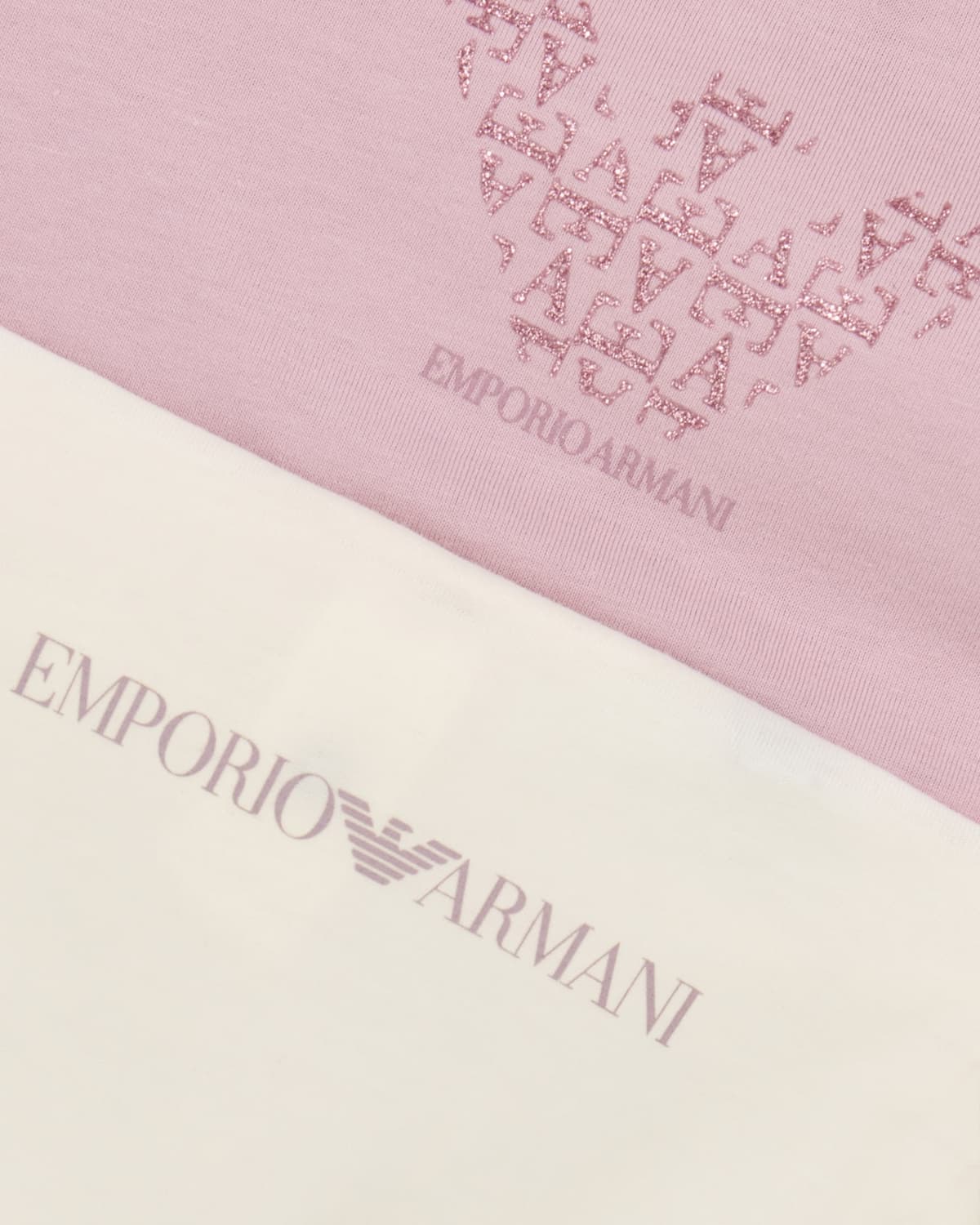 Emporio Armani Dziewczęcy dwupak T-shirtów z długim rękawem z brokatowym sercem - 2