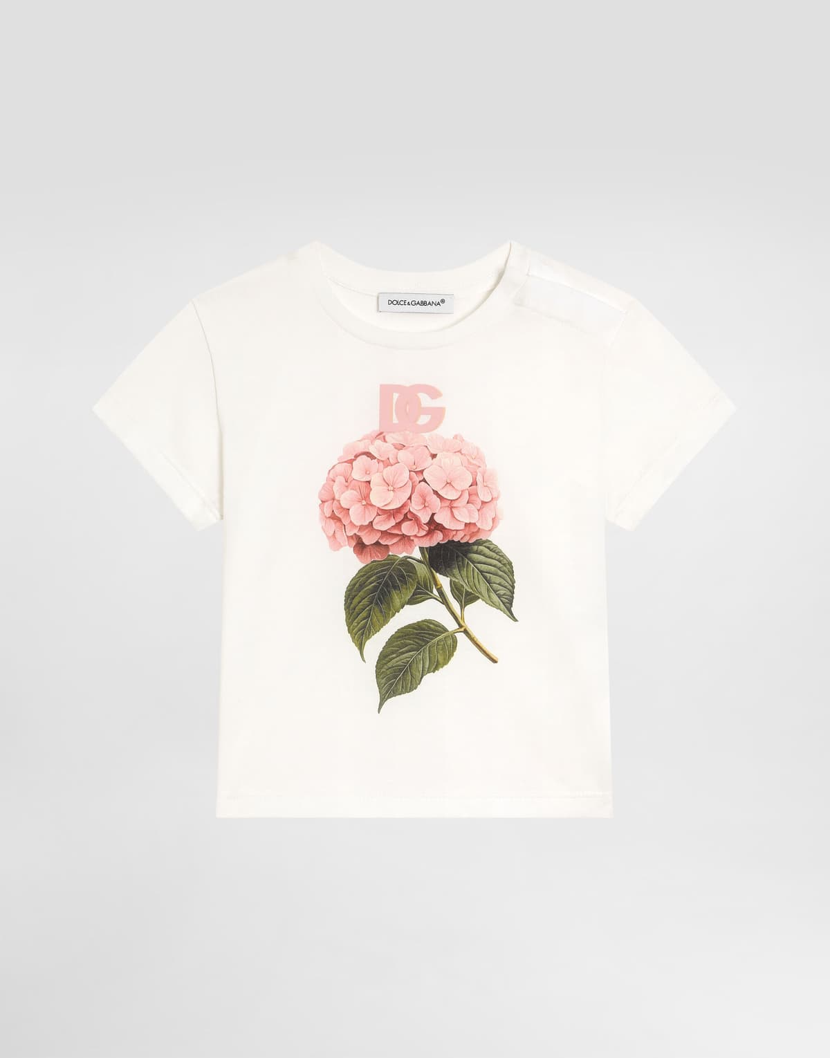 Dolce & Gabbana Kids dziecięcy T-shirt jersey z nadrukiem hortensji