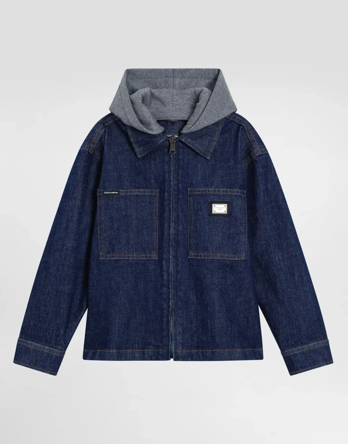 Dolce & Gabbana Kids Kurtka jeansowa z wypukłym haftem