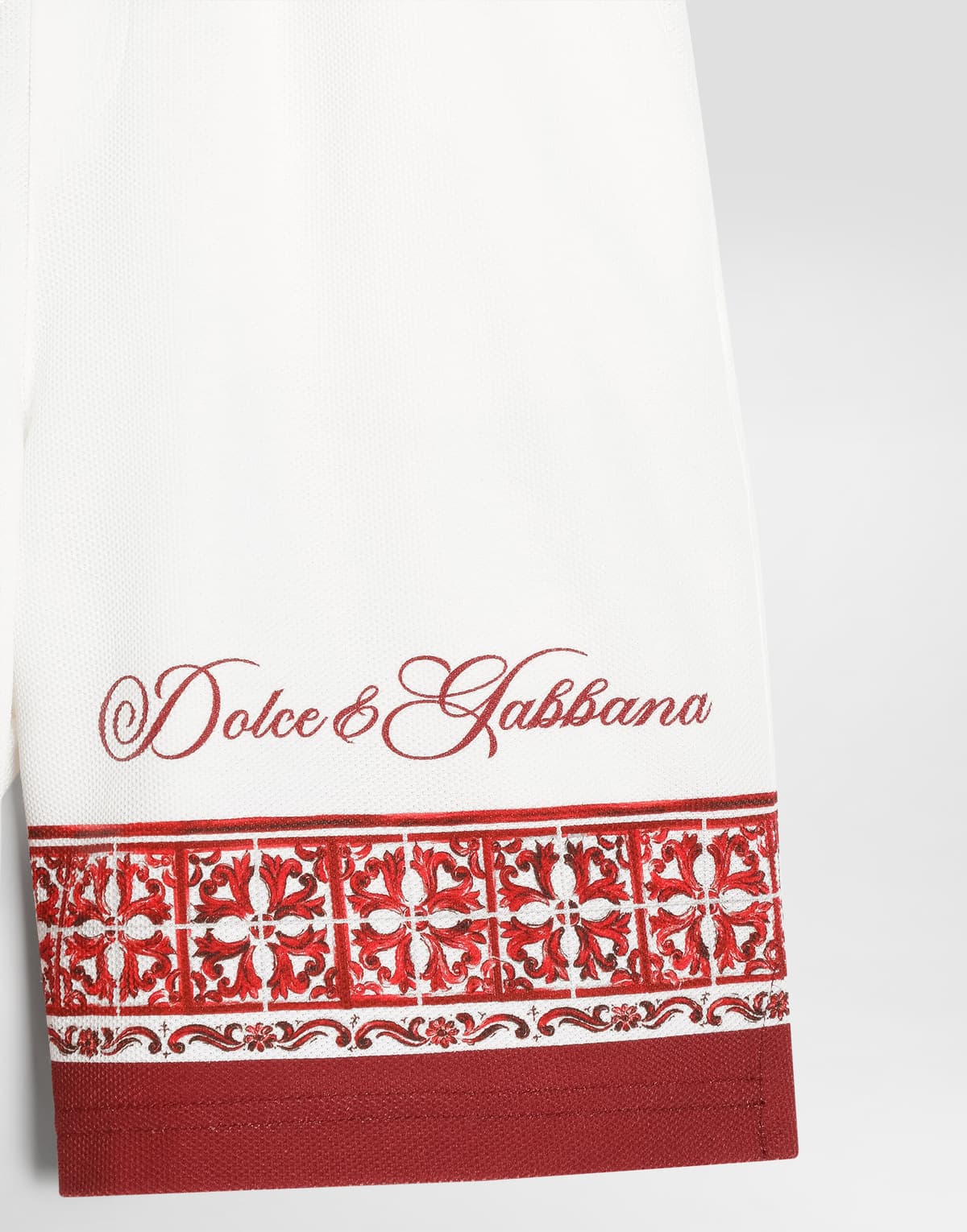 Dolce & Gabbana Kids Chłopięce bermudy z podwójnej piki z nadrukiem Majolica - 4