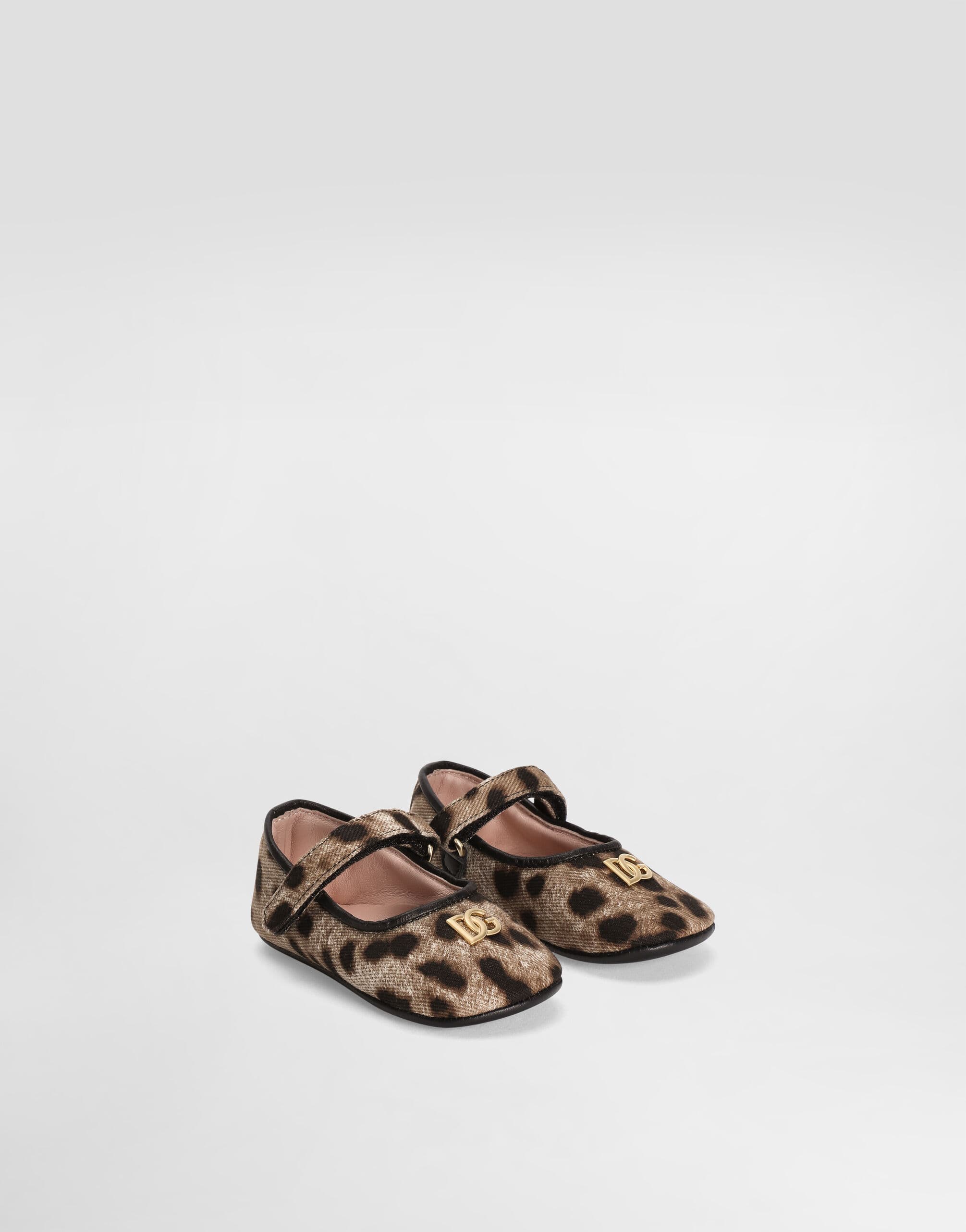 Baleriny Dolce & Gabbana Kids z canvasu w panterkę - 2