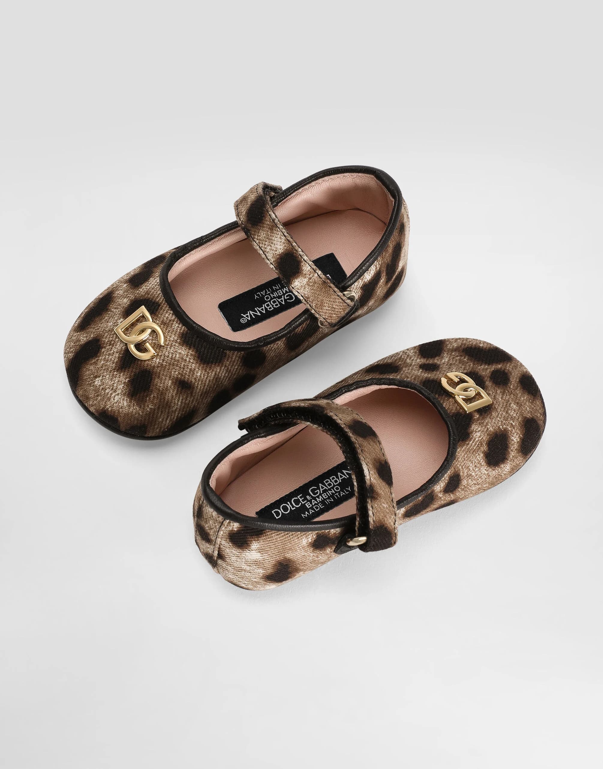 Baleriny Dolce & Gabbana Kids z canvasu w panterkę - 4