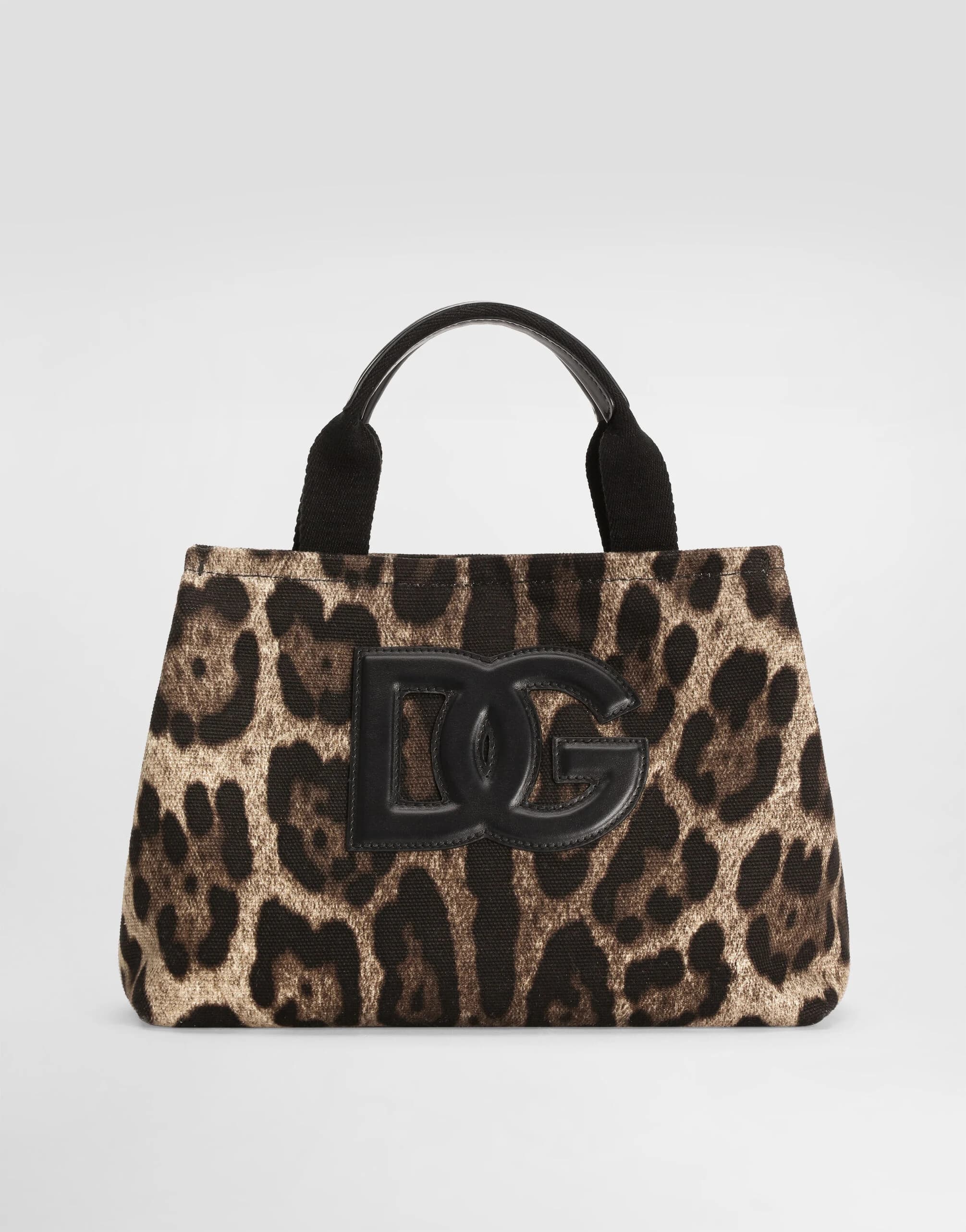 Torba typu tote Dolce & Gabbana Kids z canvasu w panterkę - 1
