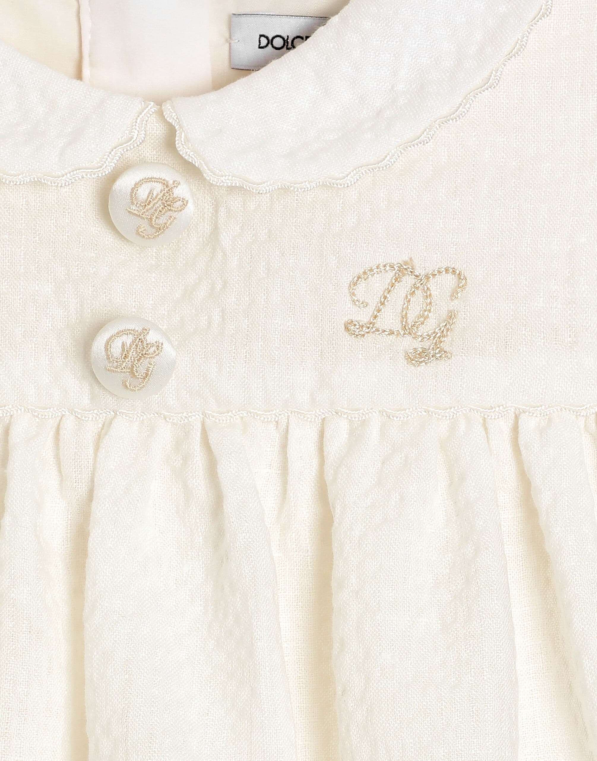Dolce & Gabbana Kids niemowlęca sukienka z lnu seersucker z haftem - 5