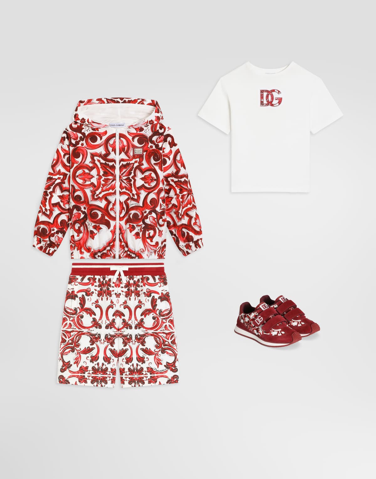 Dolce & Gabbana Kids Dziecięcy T-shirt z jerseyu z wytłoczonym logo DG i nadrukiem Majolica - 2