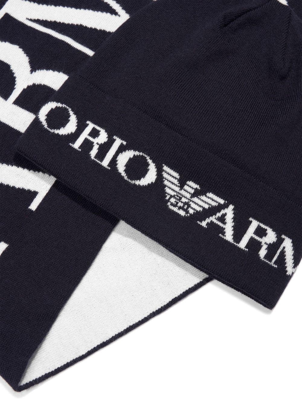 Emporio Armani Dziecięcy zestaw czapka i szalik z logo intarsia - 2