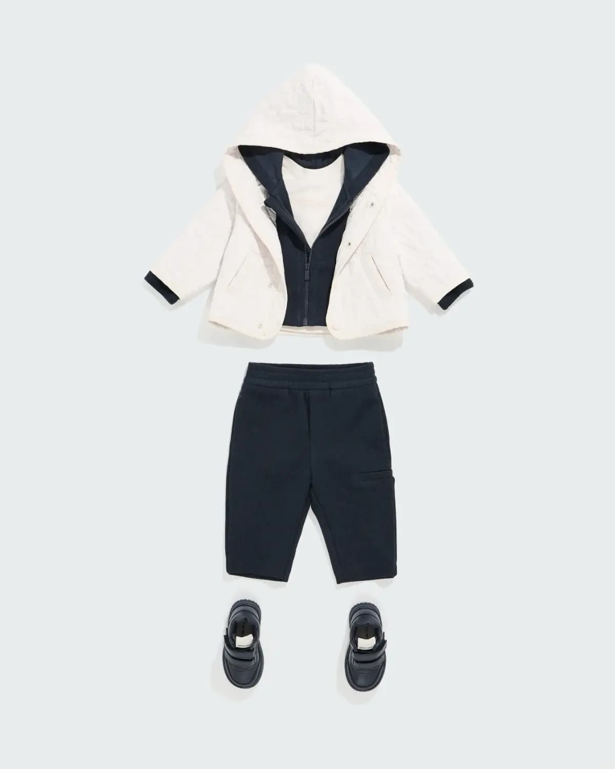 Emporio Armani Dziecięca bluza z kapturem na zamek z żakardu double jersey - 4