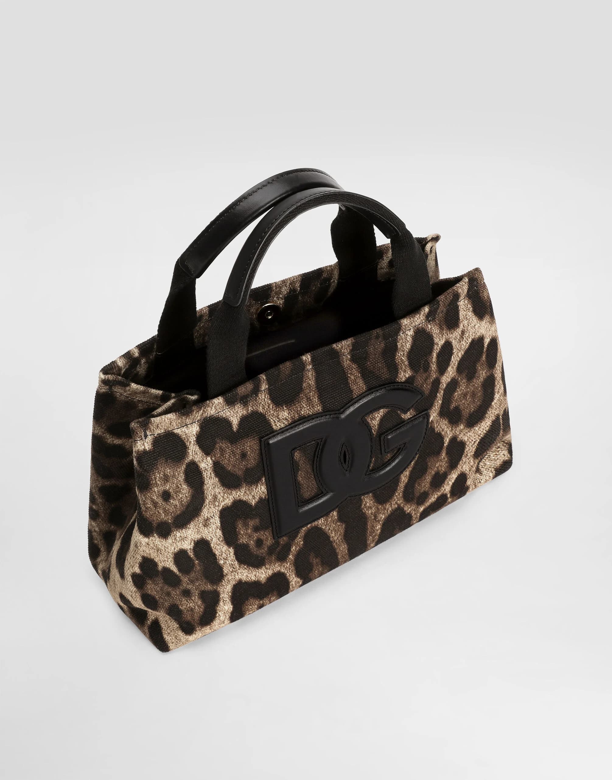 Torba typu tote Dolce & Gabbana Kids z canvasu w panterkę - 4
