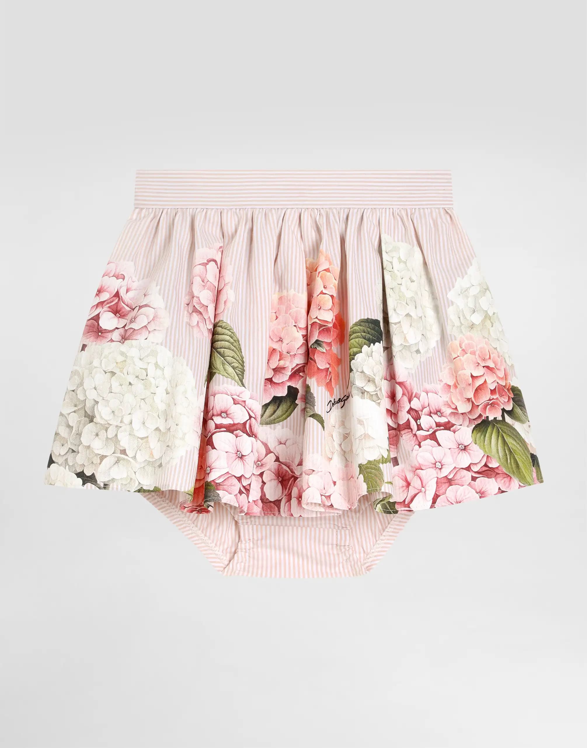 Dolce & Gabbana Kids dziecięca spódnica z płótna z nadrukiem hortensji - 1