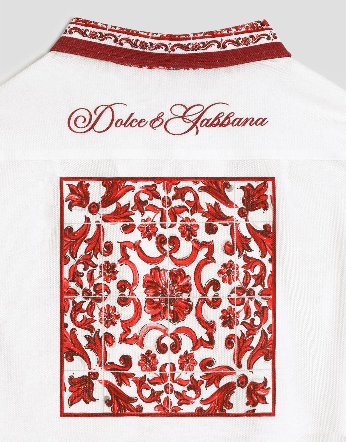 Dolce & Gabbana Kids Chłopięca koszula Hawaii z podwójnej piki z nadrukiem Majolica - 5