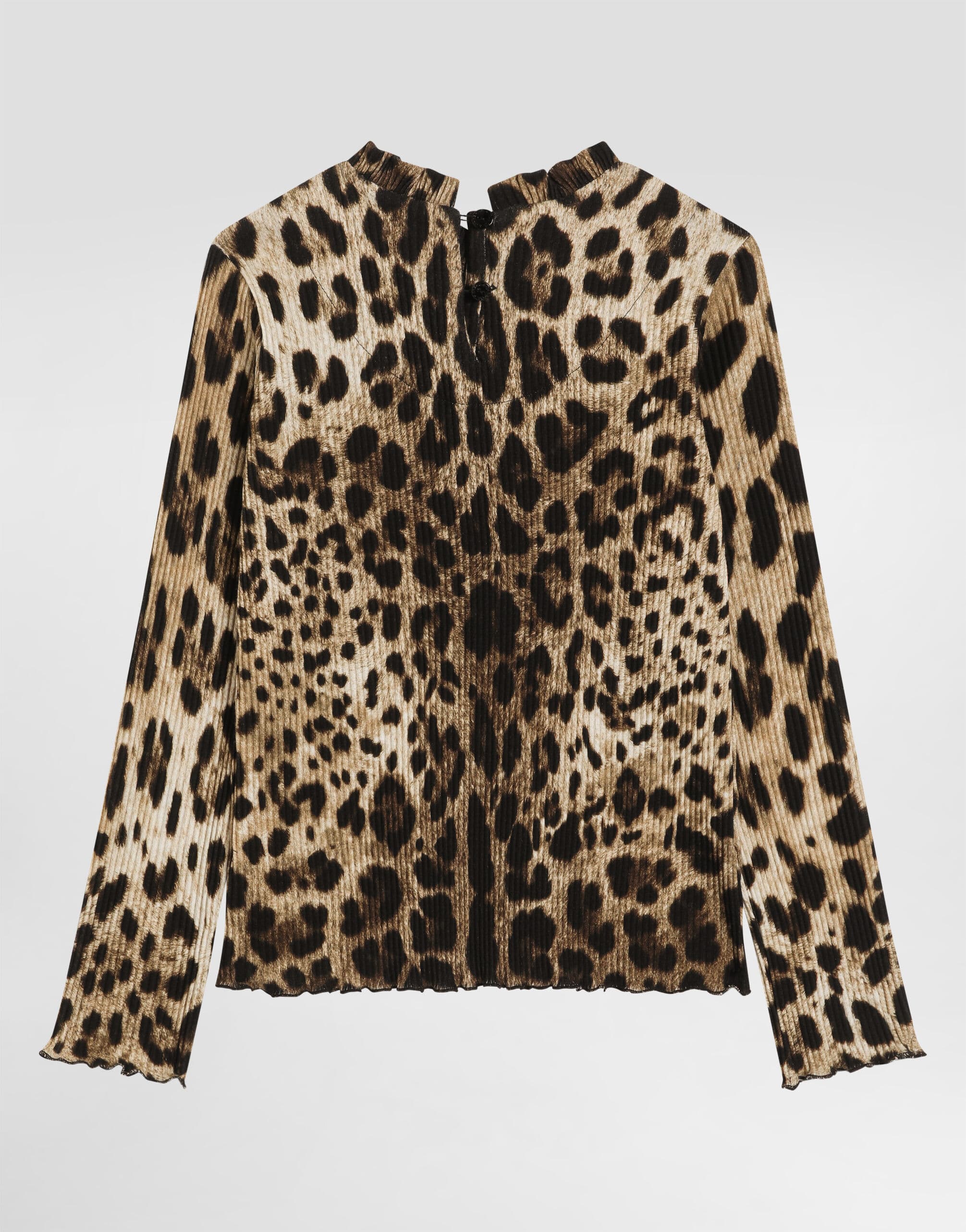 Dolce & Gabbana Kids dziecięcy prążkowany golf z nadrukiem leoparda - 3