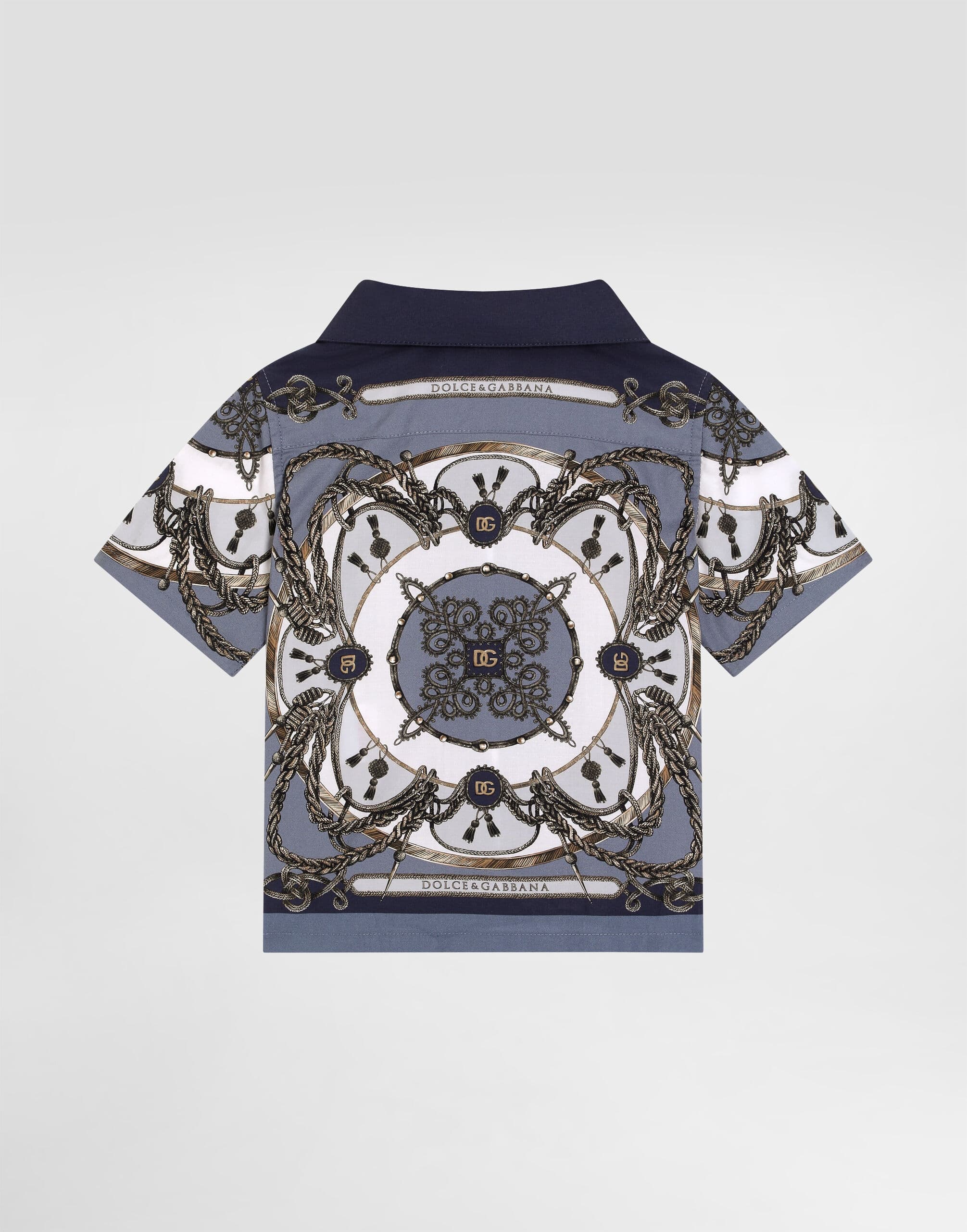 Dolce & Gabbana Kids dziecięca koszula z popliny z nadrukiem cargo z kołnierzem Hawaii - 2