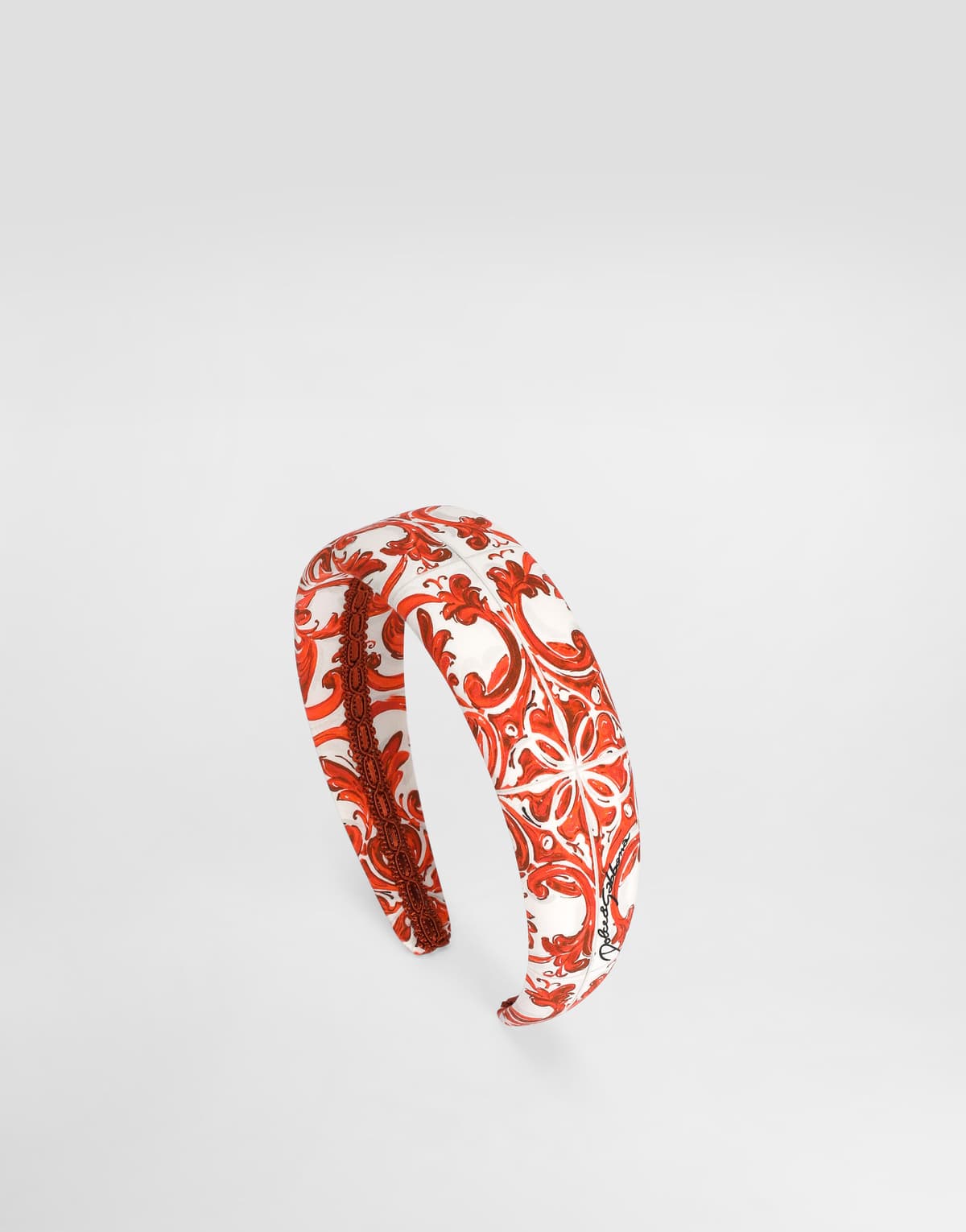 Dolce & Gabbana Kids Dziewczęca opaska do włosów z popeliny z nadrukiem Majolica - 3