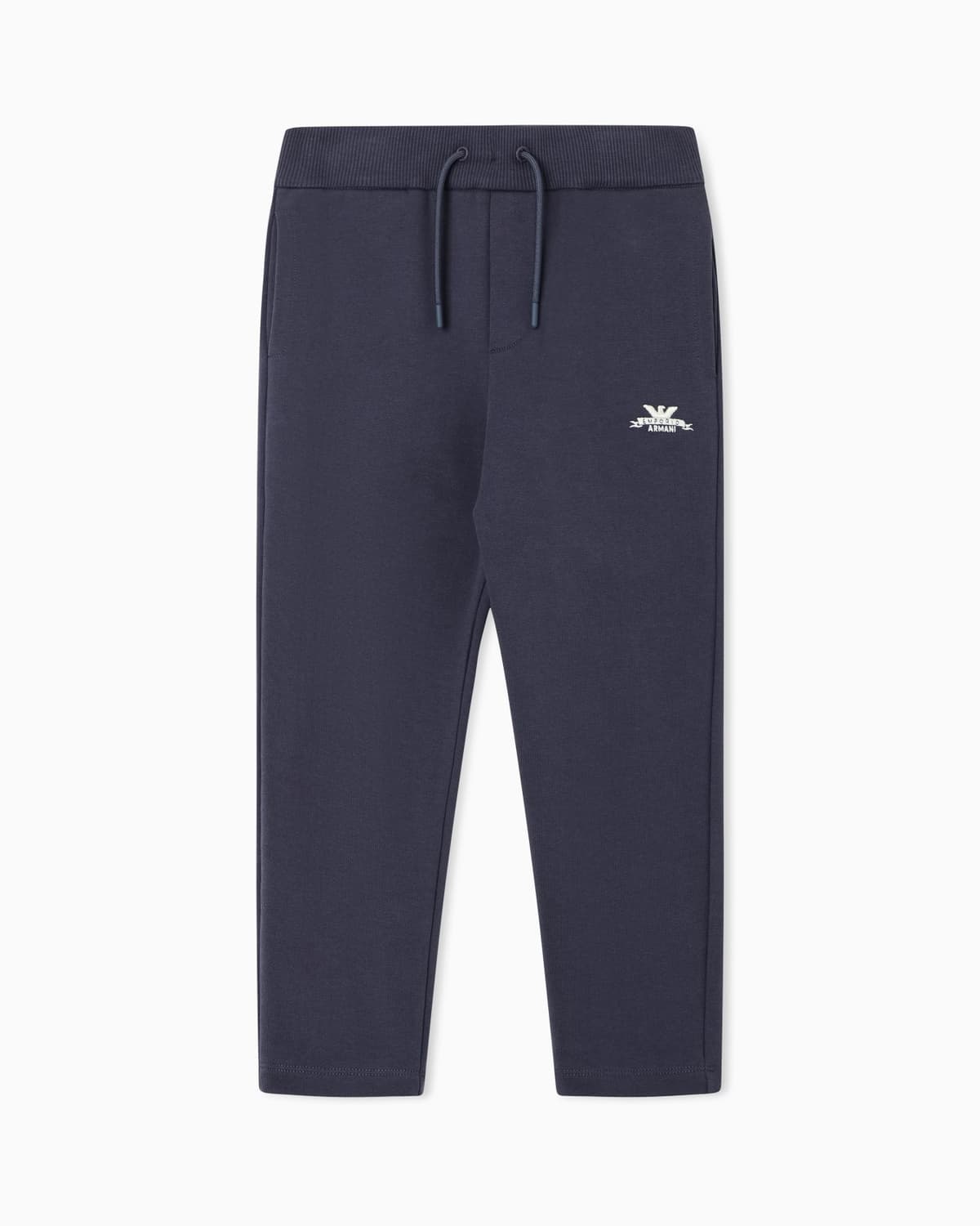 Emporio Armani Dziecięce spodnie dresowe z polaru bawełnianego z haftowanym logo