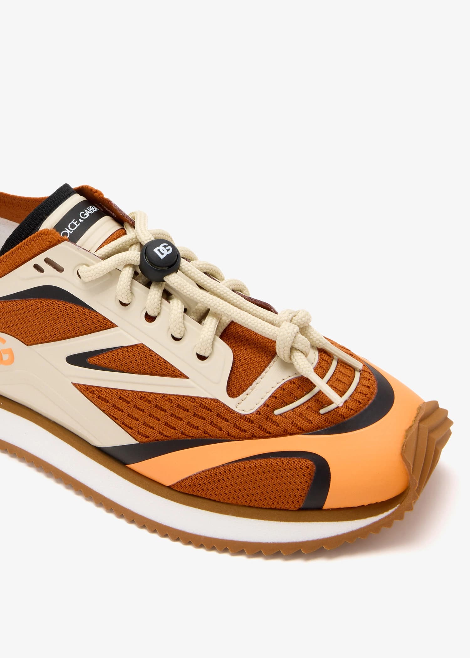 Dolce & Gabbana Kids dziecięce sneakersy low-top z pomarańczowej siatki dzianinowej z logo DG - 4