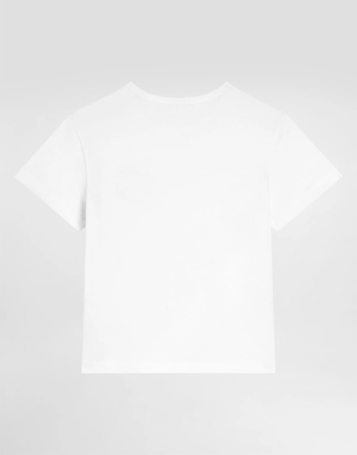 Bawełniany T-shirt Dolce & Gabbana Kids z metalową naszywką z logo - 2