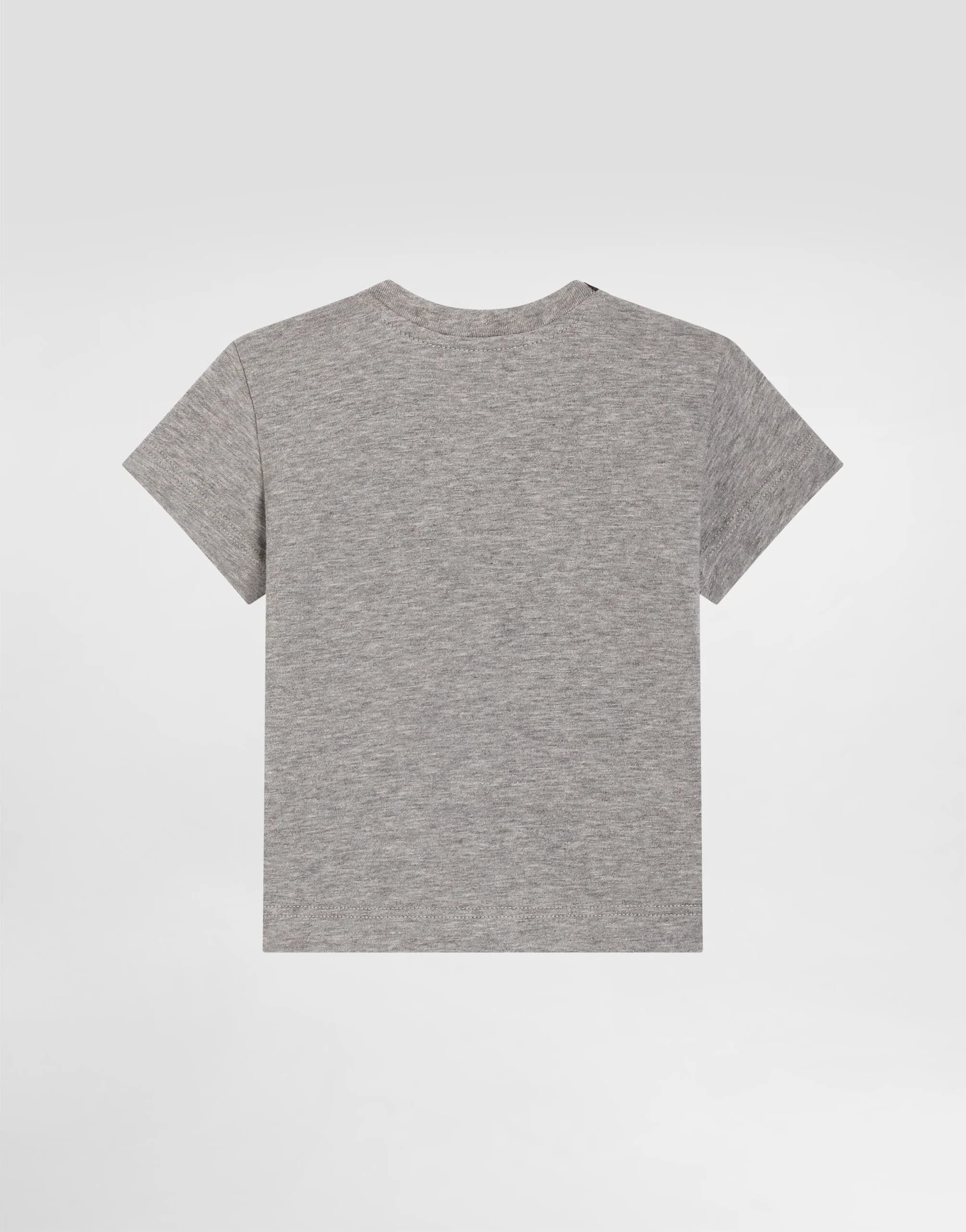 Dwukolorowy bawełniany T-shirt Dolce & Gabbana Kids z haftowanym logo DG - 2