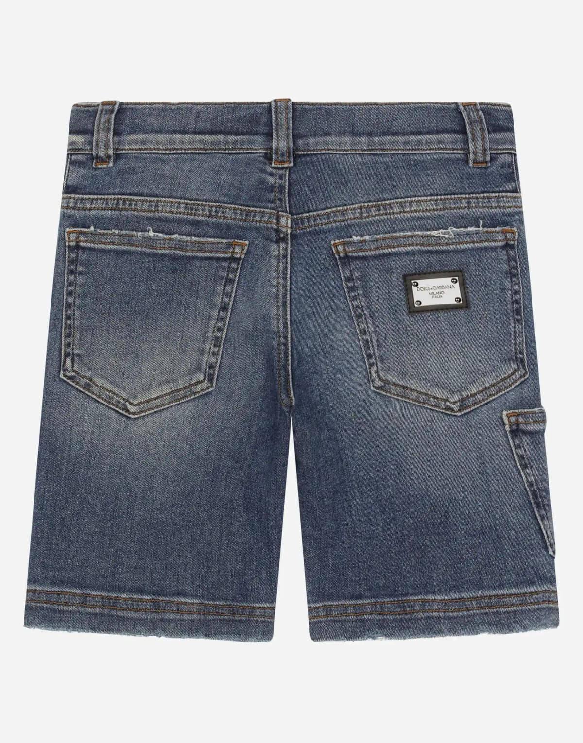Dolce & Gabbana Kids dziecięce szorty z niebieskiego elastycznego denimu - 2