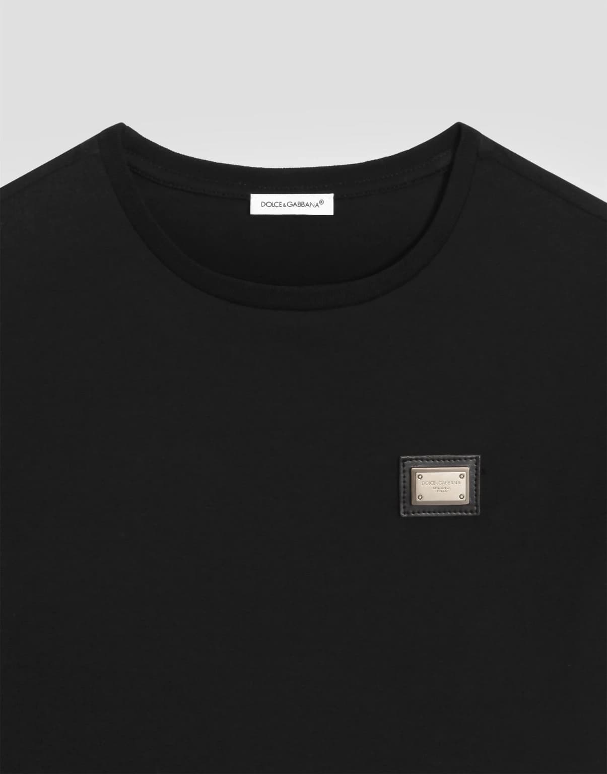 Bawełniany T-shirt Dolce & Gabbana Kids z metalową naszywką z logo - 5