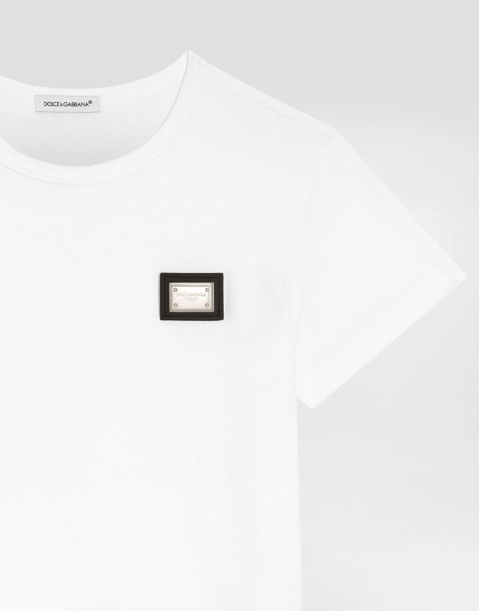 Dolce & Gabbana Kids Dziecięcy t-shirt jersey z plakietką logo - 5