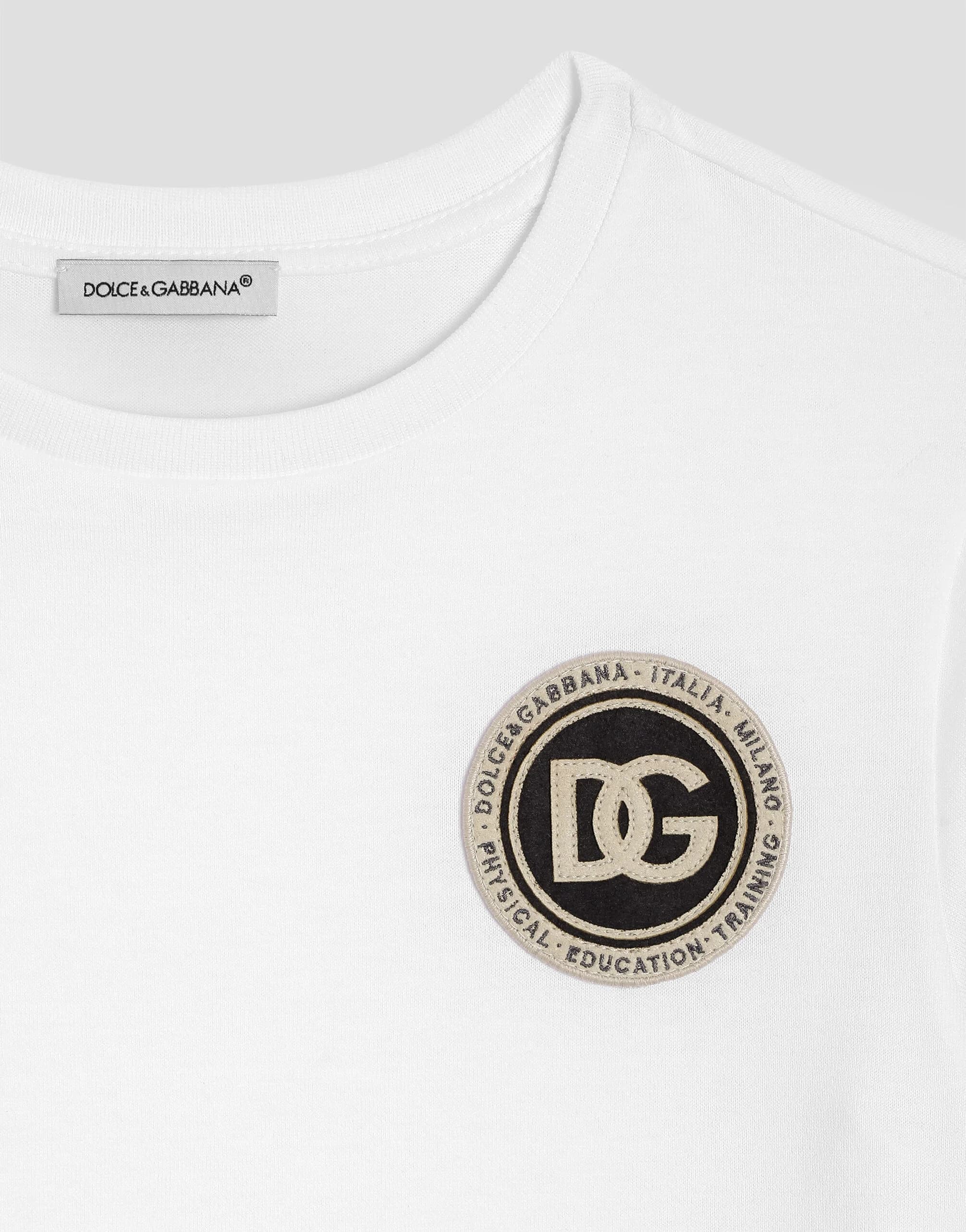 Bawełniany T-shirt Dolce & Gabbana Kids z naszywką z logo - 3