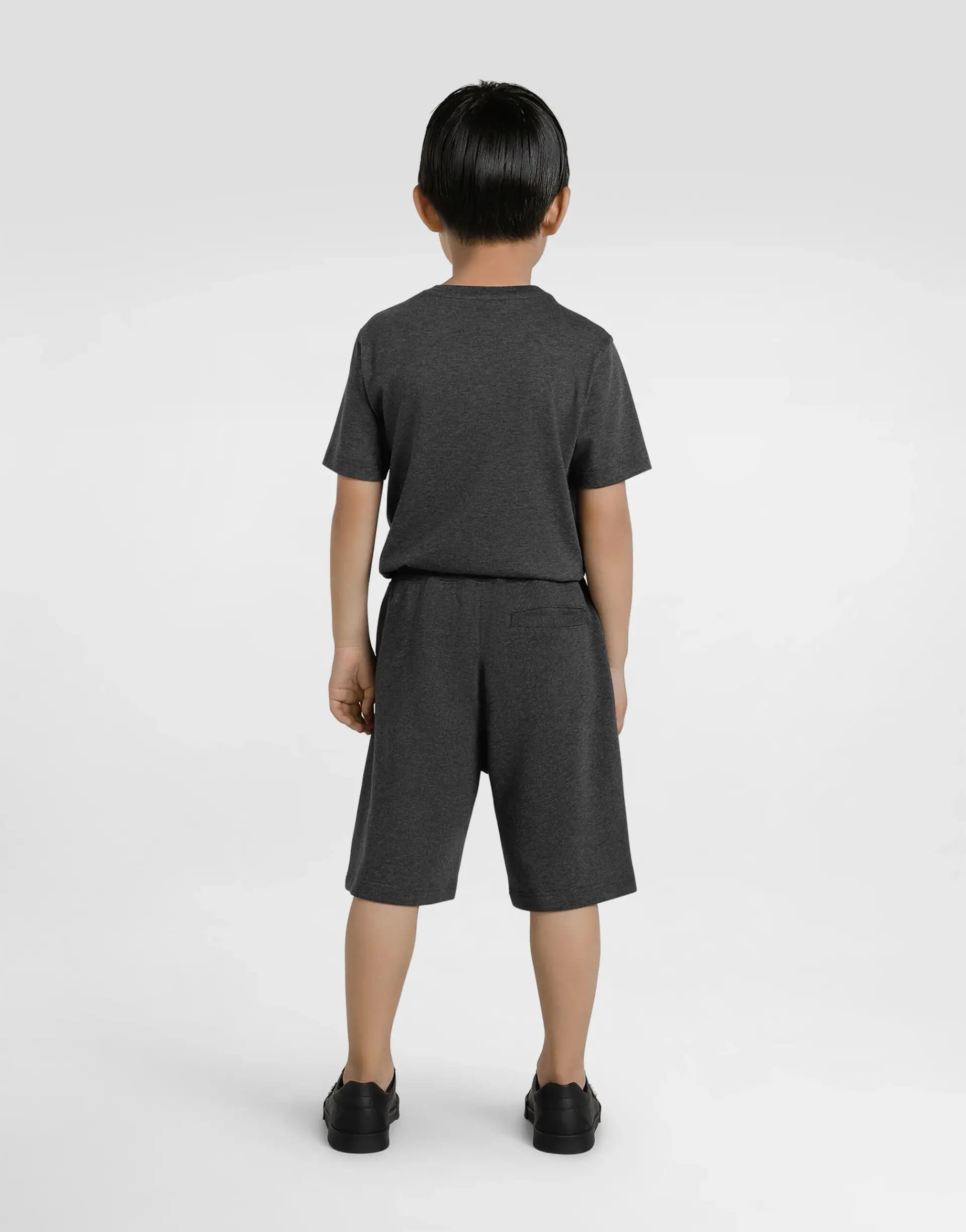 Dolce & Gabbana Kids Dziecięcy T-shirt z jerseyu z naszywką DG - 4