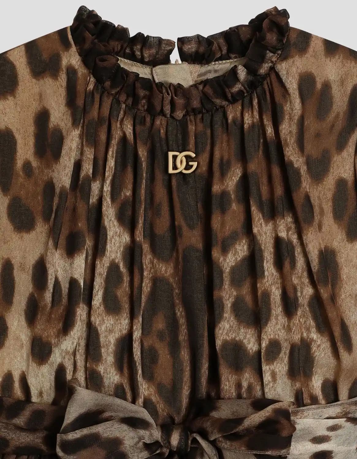Jedwabna sukienka Dolce & Gabbana Kids w panterkę - 4