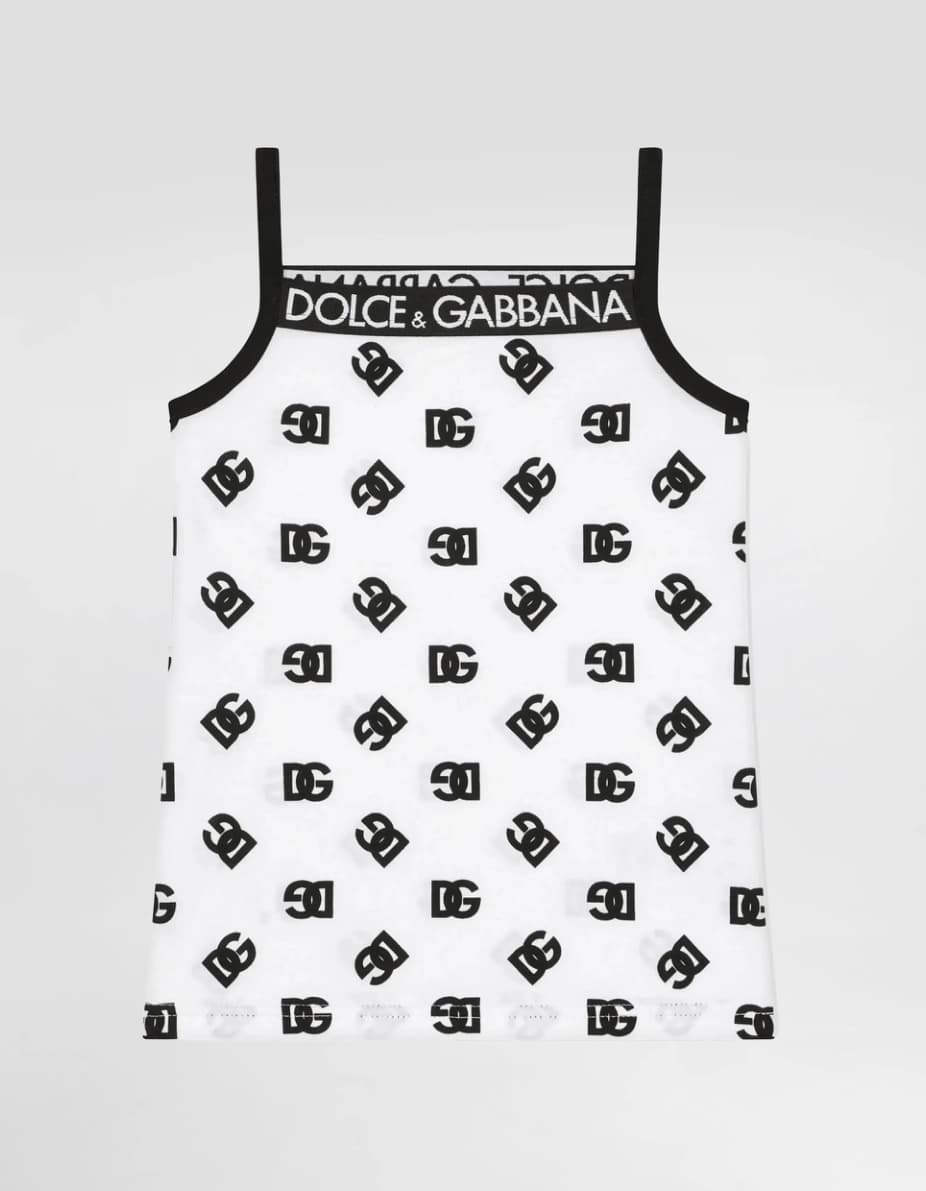 Dolce & Gabbana Kids dziecięcy bawełniany top bez rękawów z nadrukiem logo DG - 3