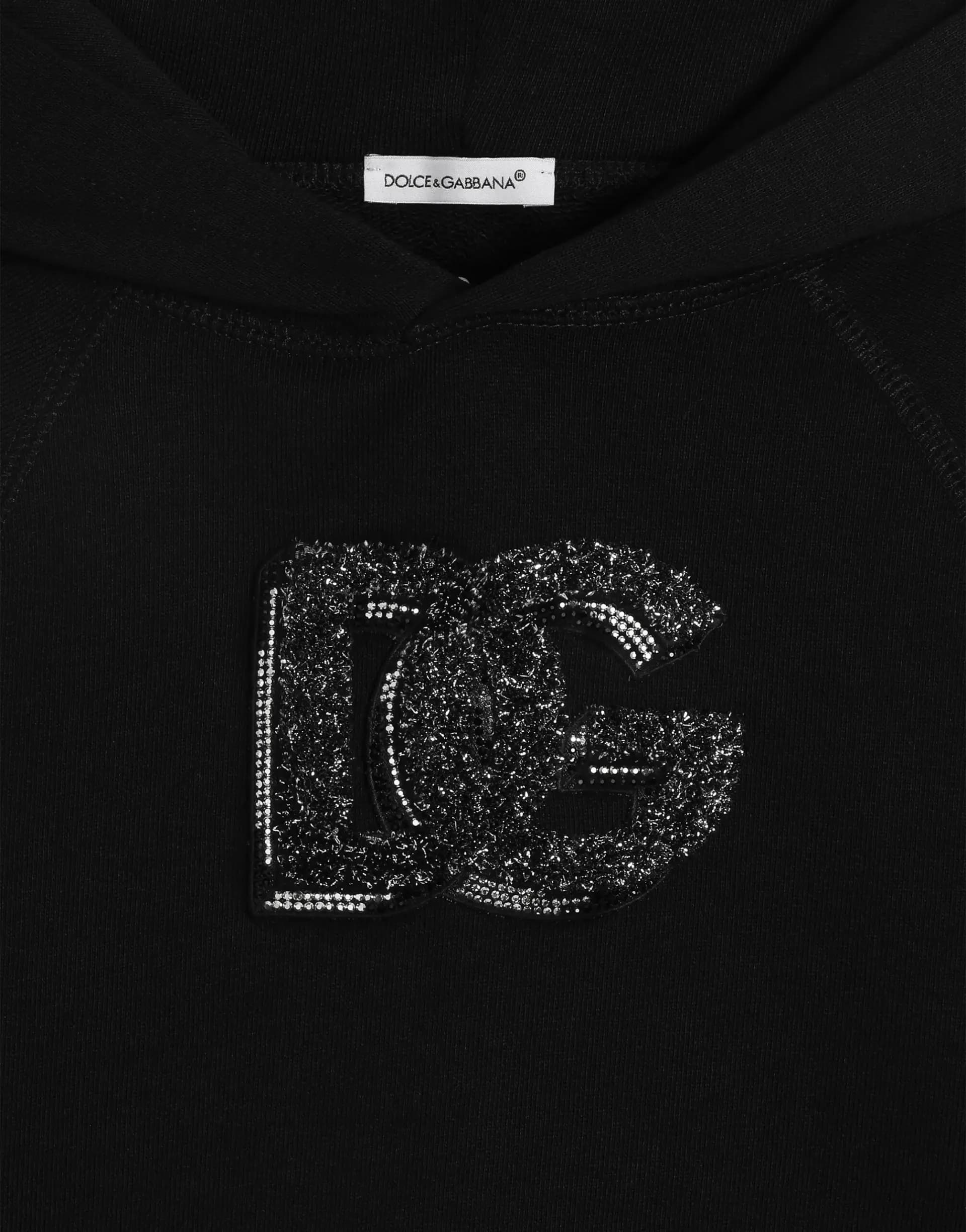 Oversizowa bluza z kapturem z logo i kryształkami od Dolce & Gabbana - 5